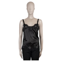 DOLCE & GABBANA black silk 2015 LACE TRIM SATIN Tank Top Shirt 3 L