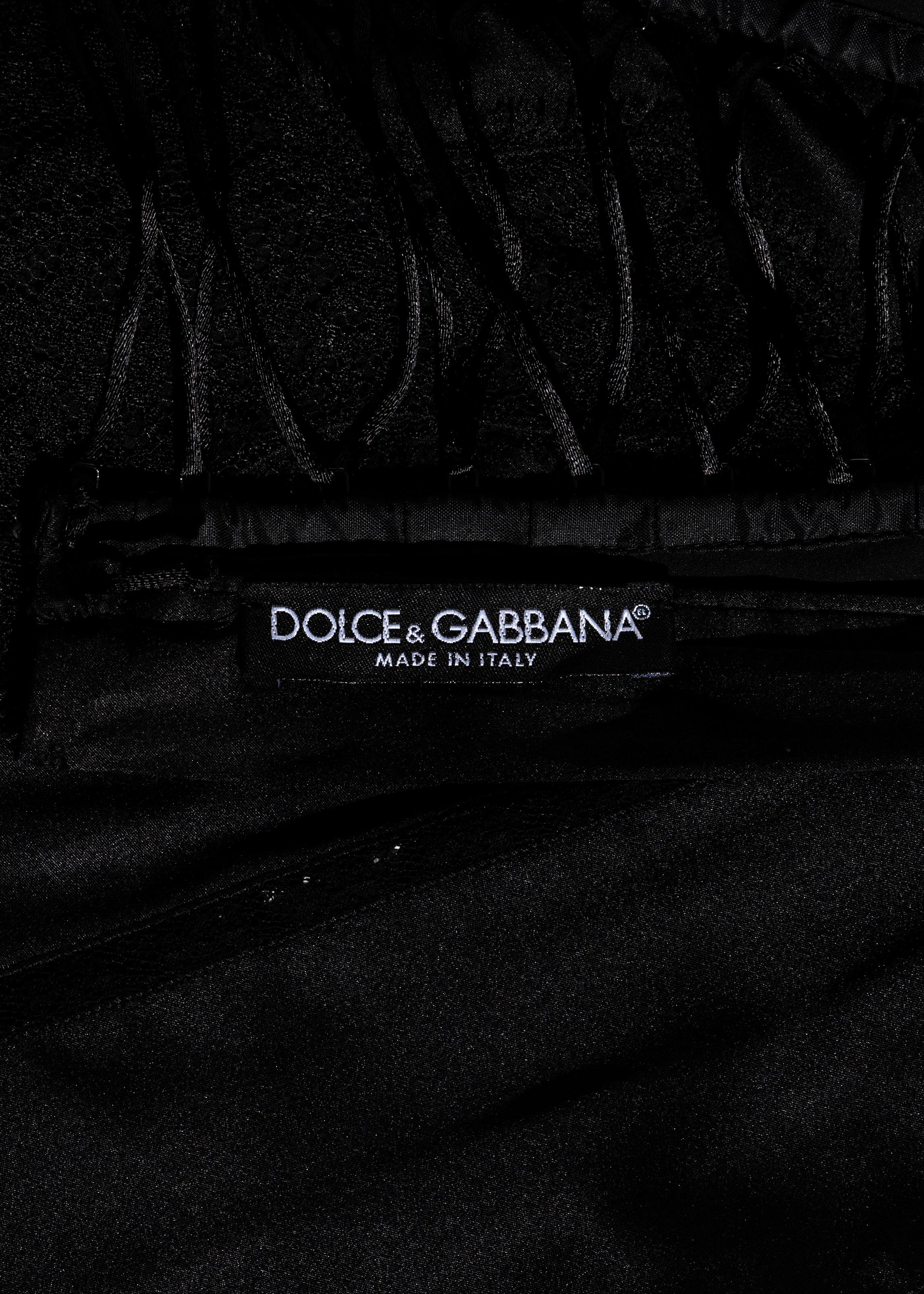 Dolce & Gabbana black silk and lace corseted dress with trained skirt, ss 2002 4