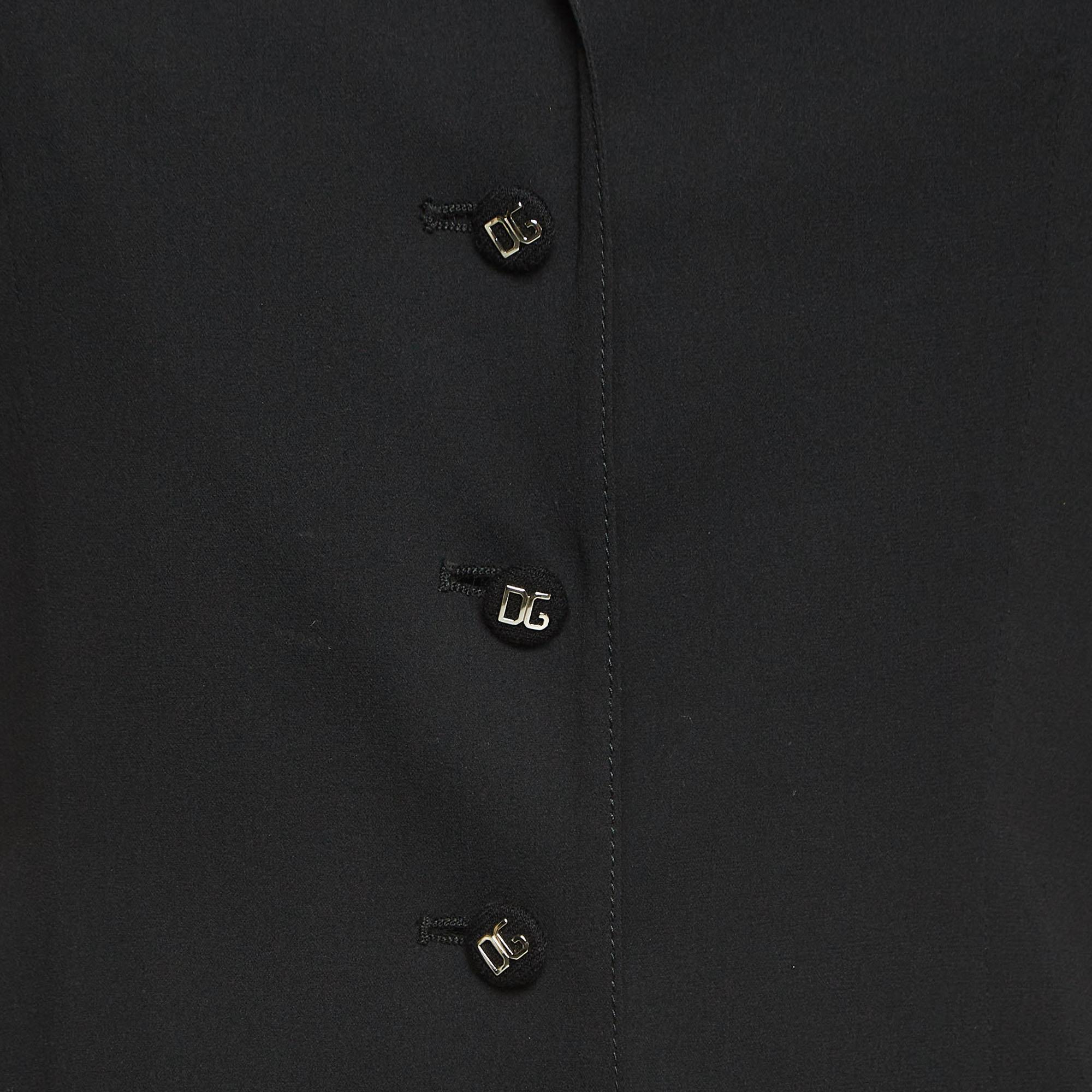 Dolce & Gabbana Black Silk Blend Formal Shirt and Skirt Set M In Good Condition For Sale In Dubai, Al Qouz 2