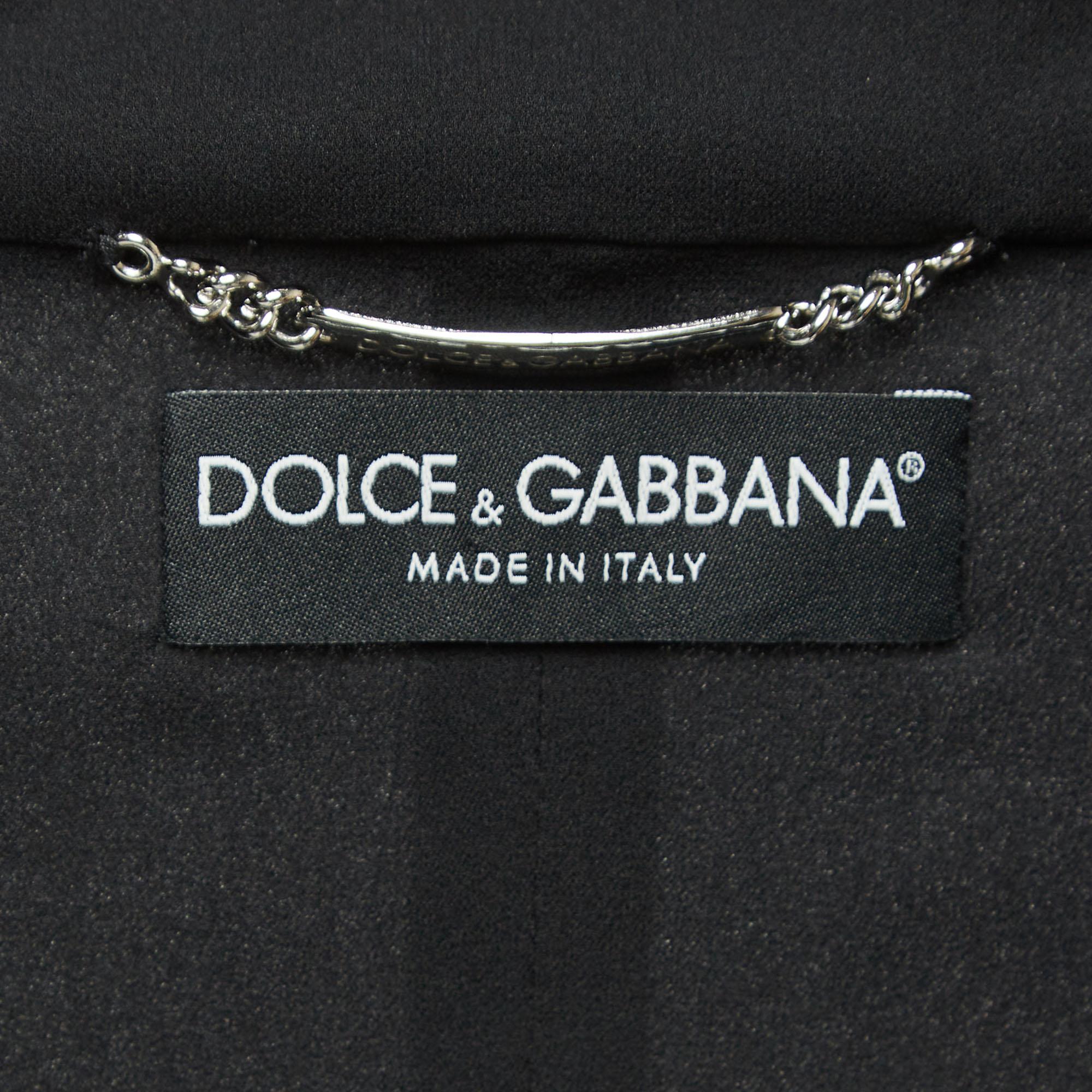 Women's Dolce & Gabbana Black Silk Blend Formal Shirt and Skirt Set M For Sale