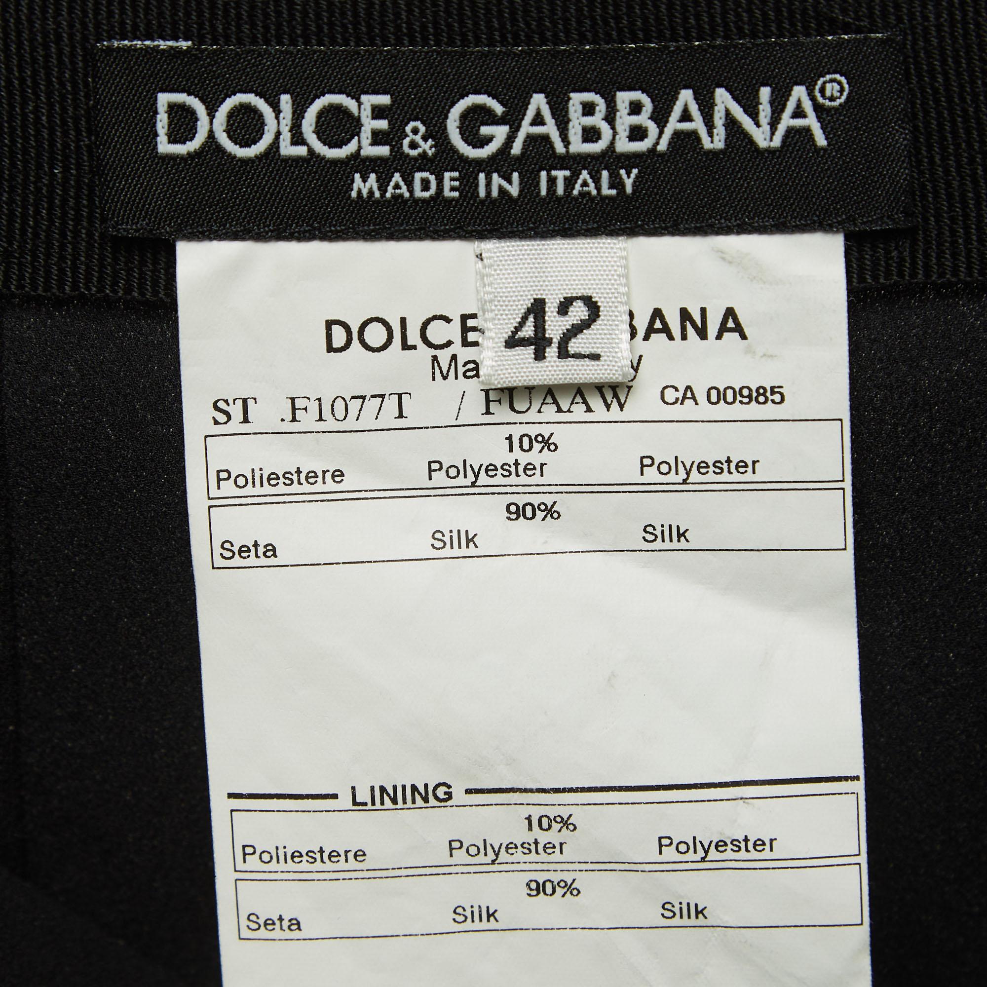 Dolce & Gabbana Black Silk Blend Formal Shirt and Skirt Set M For Sale 1