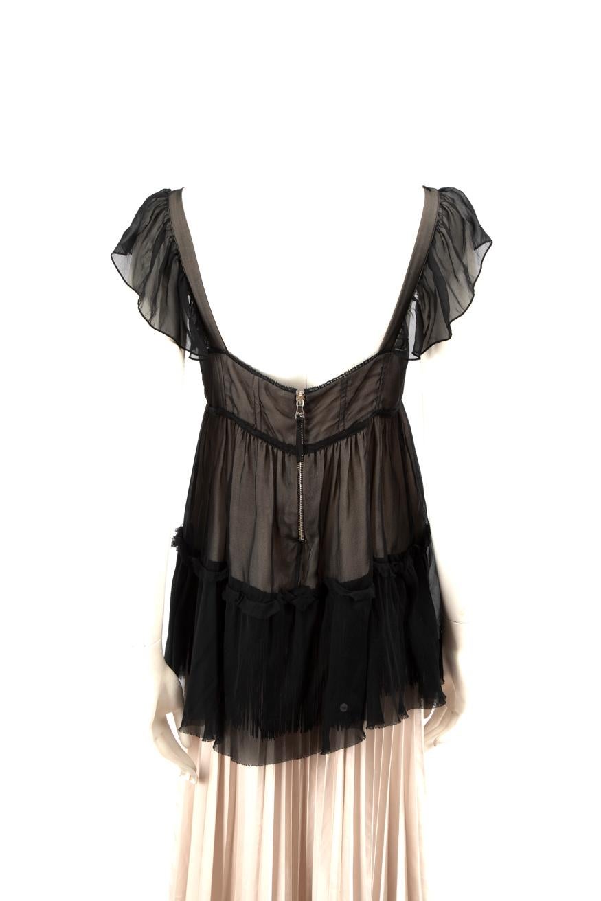 Dolce & Gabbana Black Silk Chiffon Baby Doll Top Size L In Good Condition For Sale In London, GB