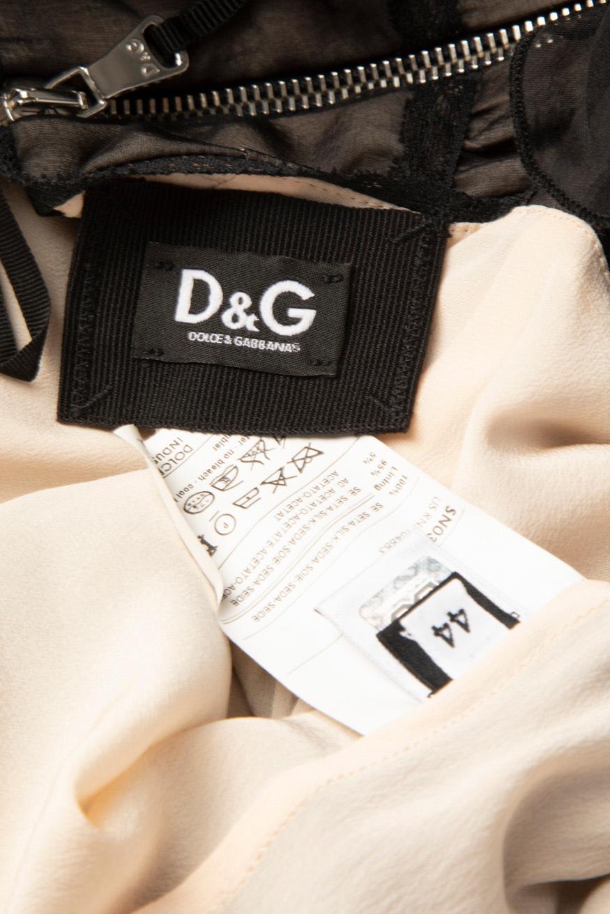 Dolce & Gabbana Black Silk Chiffon Baby Doll Top Size L For Sale 3