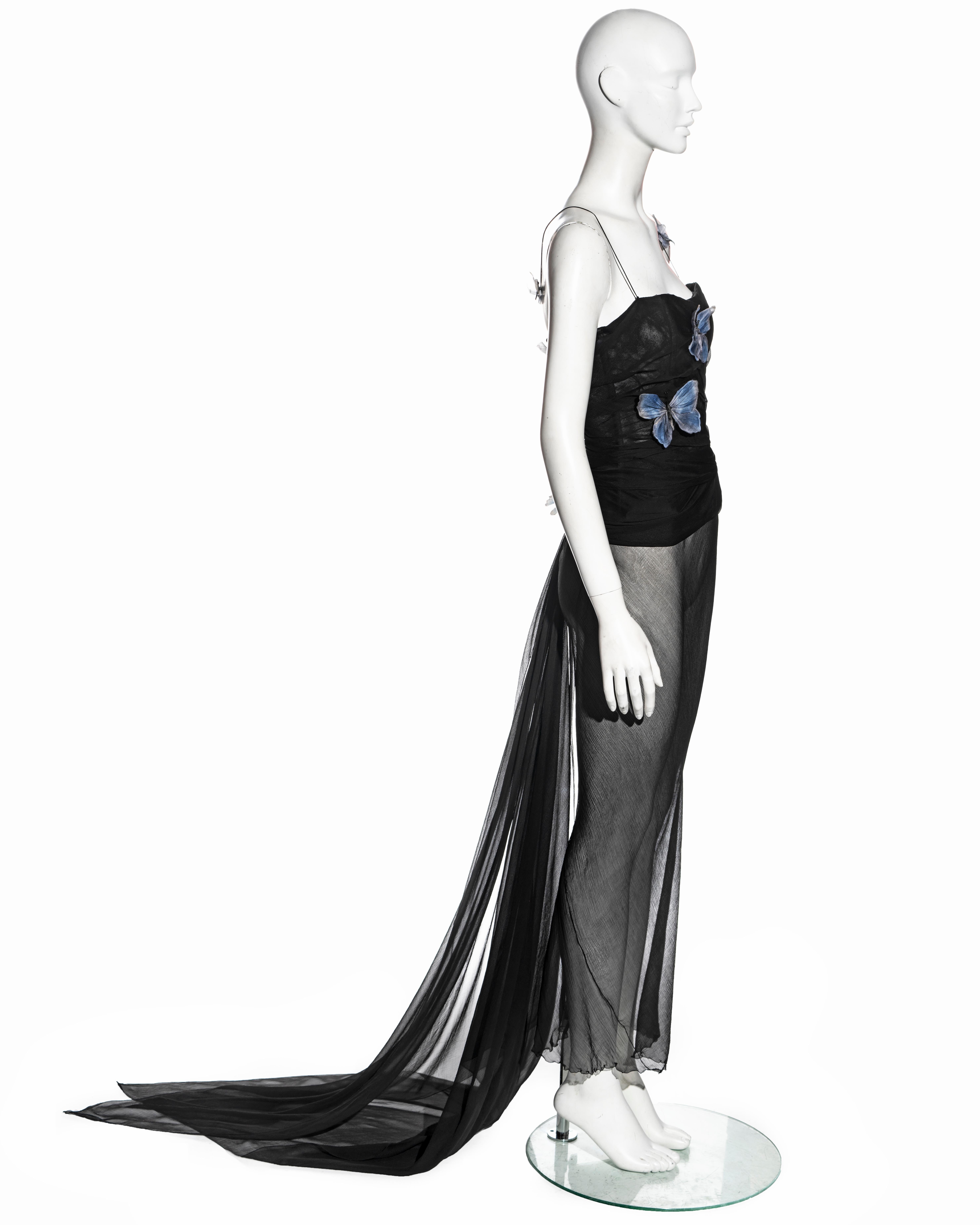 Dolce & Gabbana black silk chiffon butterfly evening dress, ss 1998  For Sale 5