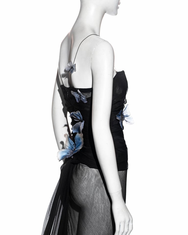 Dolce & Gabbana black silk chiffon butterfly evening dress, ss 1998  For Sale 6