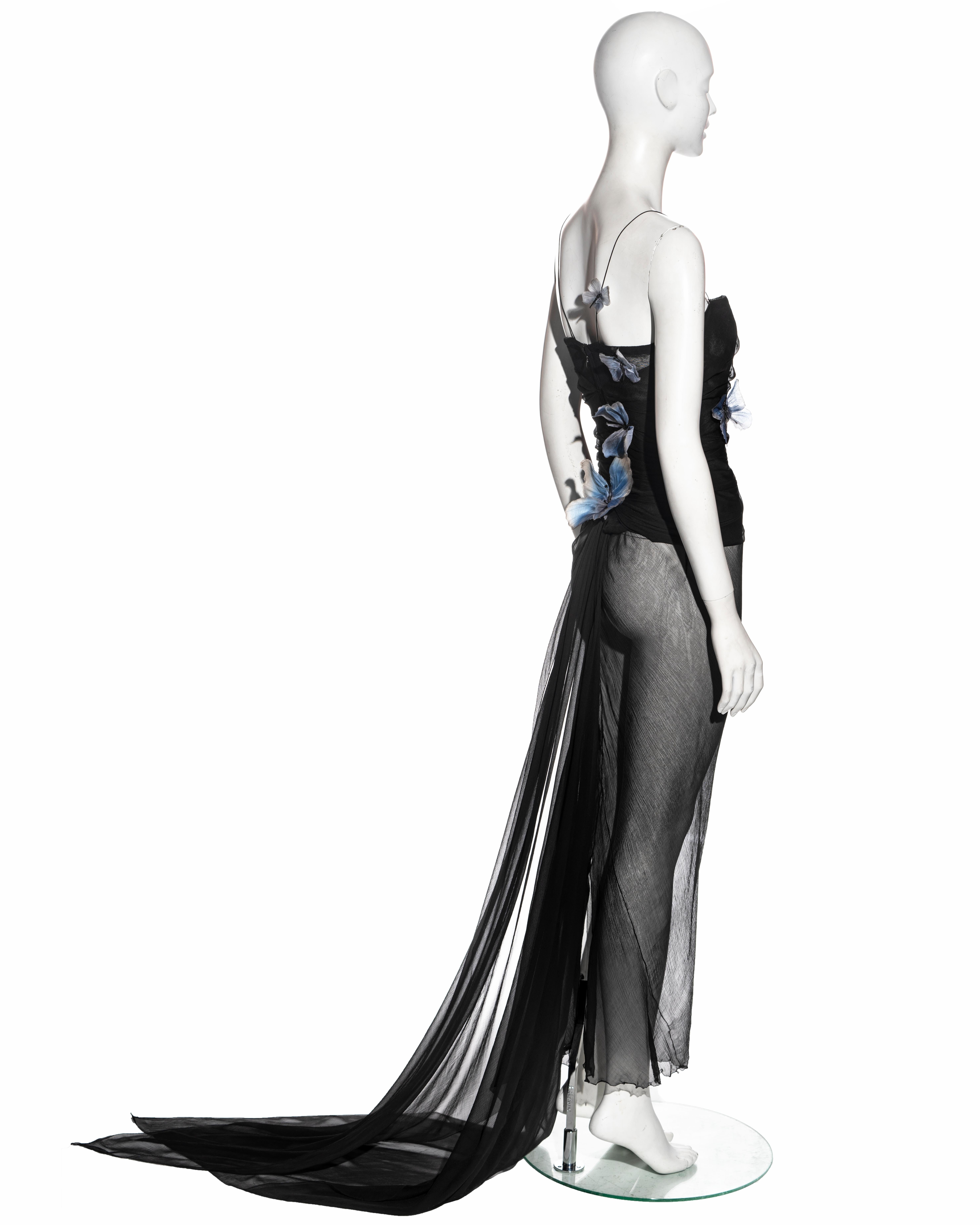 Dolce & Gabbana black silk chiffon butterfly evening dress, ss 1998  For Sale 7