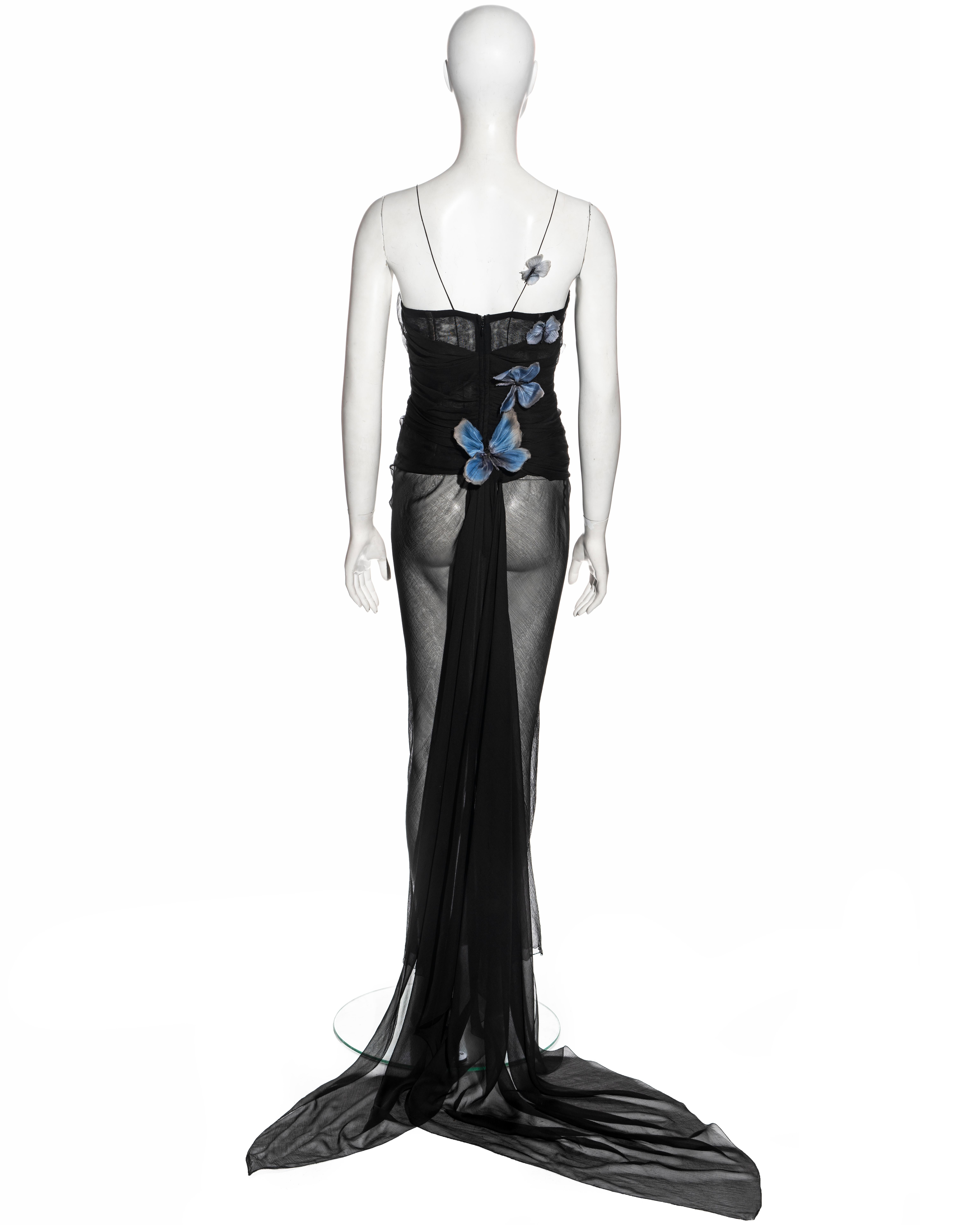 Dolce & Gabbana black silk chiffon butterfly evening dress, ss 1998  For Sale 8