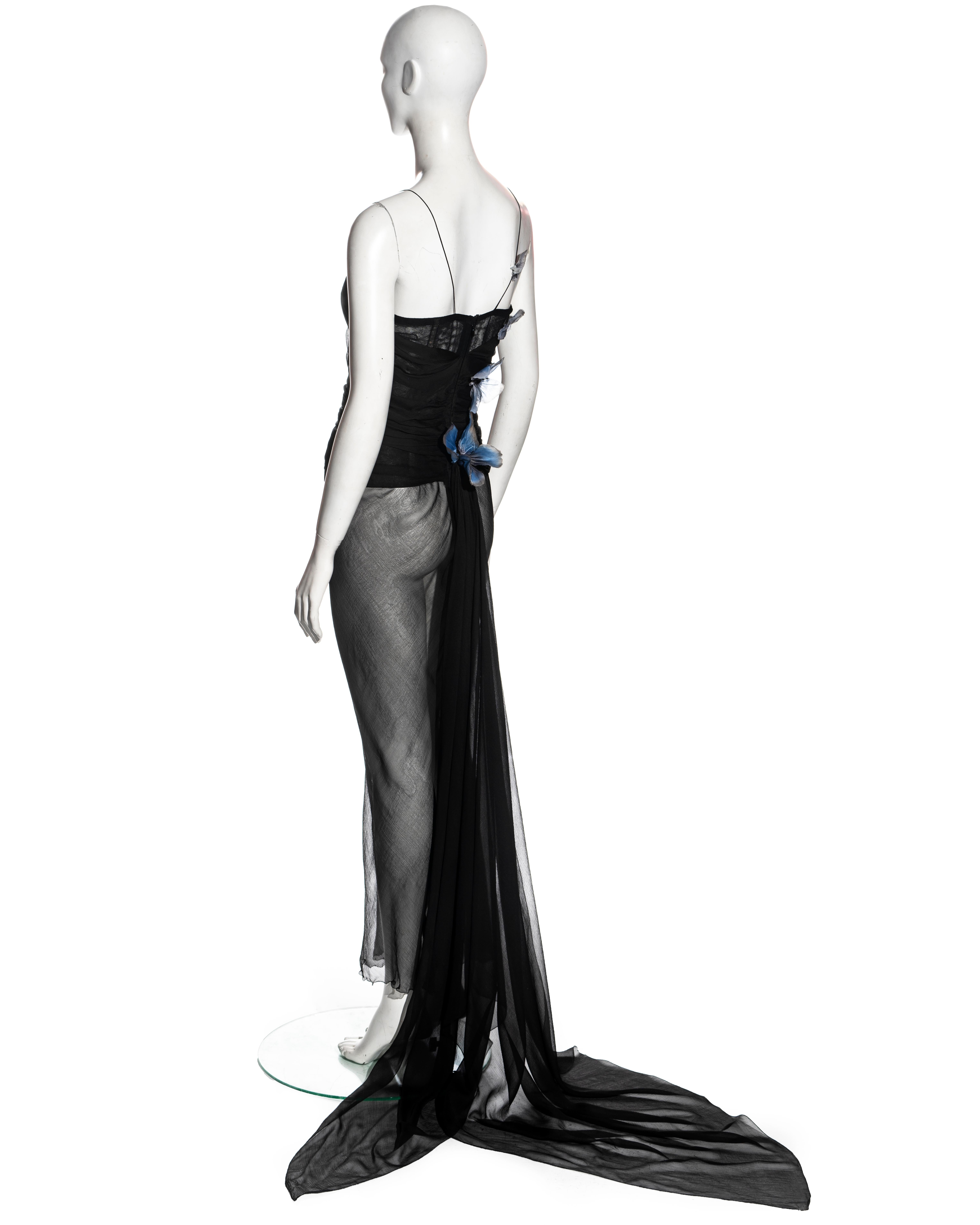 Dolce & Gabbana black silk chiffon butterfly evening dress, ss 1998  For Sale 10