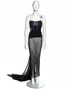 Dolce & Gabbana black silk chiffon butterfly evening dress, ss 1998
