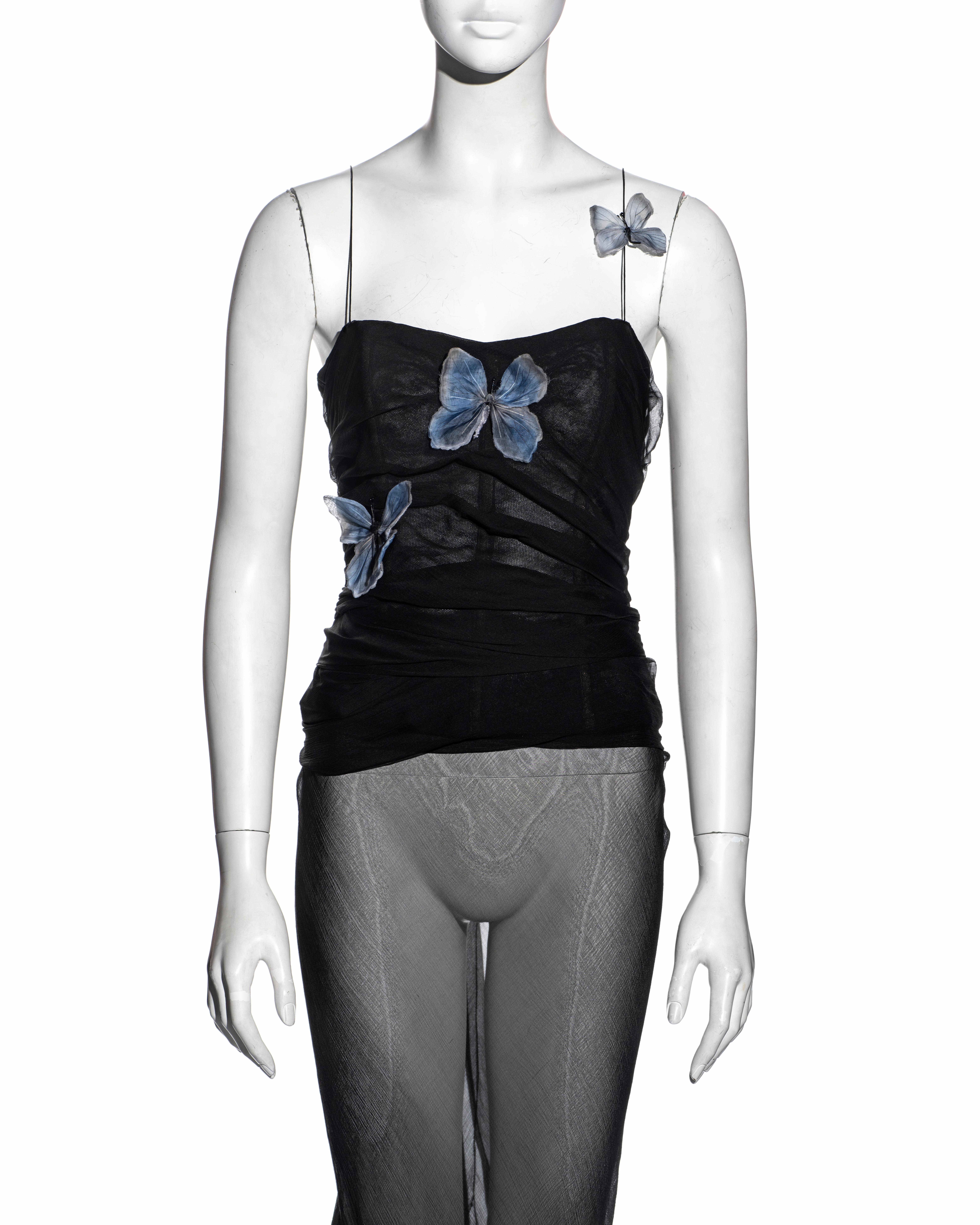 Dolce & Gabbana black silk chiffon butterfly evening dress, ss 1998 In Excellent Condition In London, GB