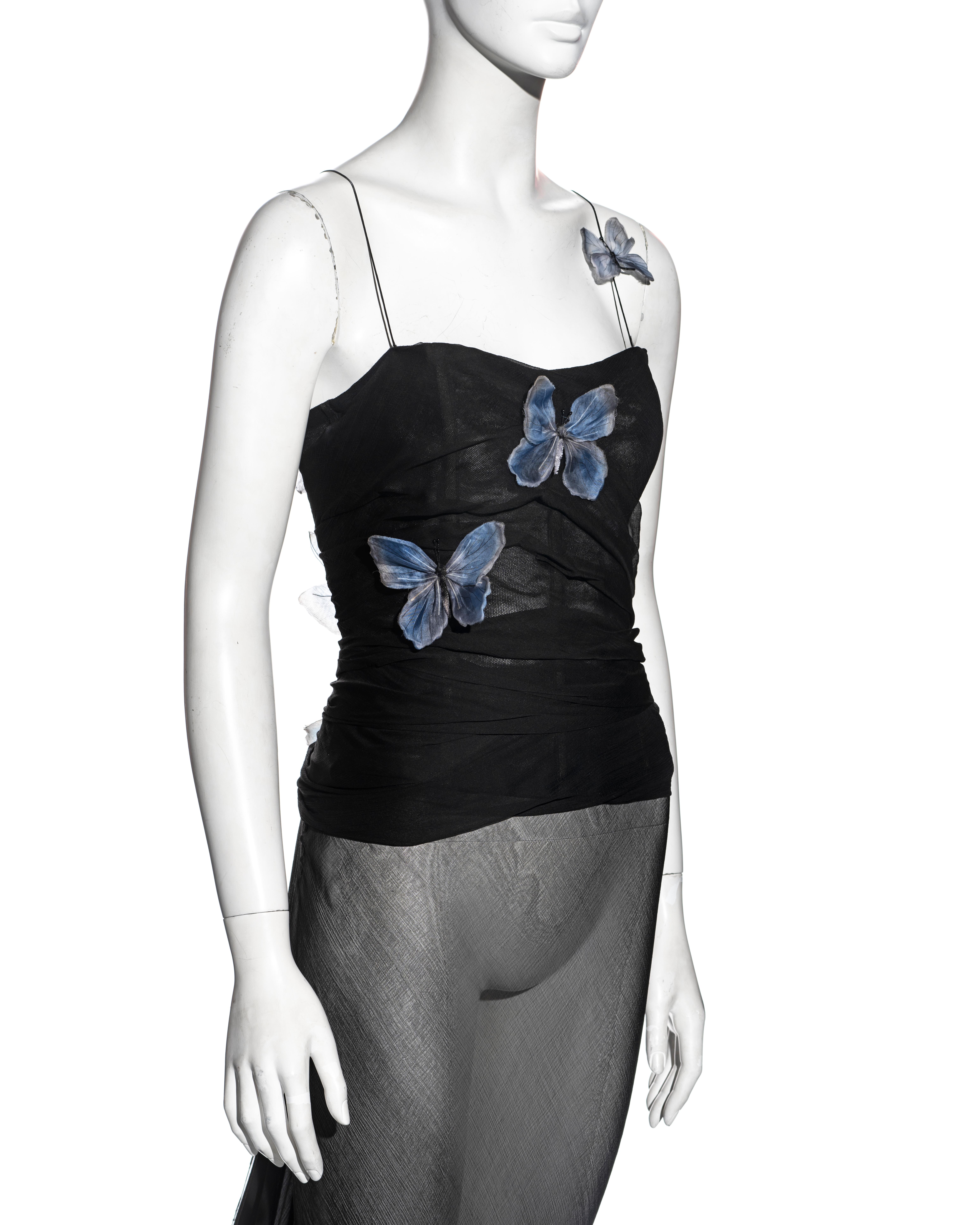 Dolce & Gabbana black silk chiffon butterfly evening dress, ss 1998  For Sale 4