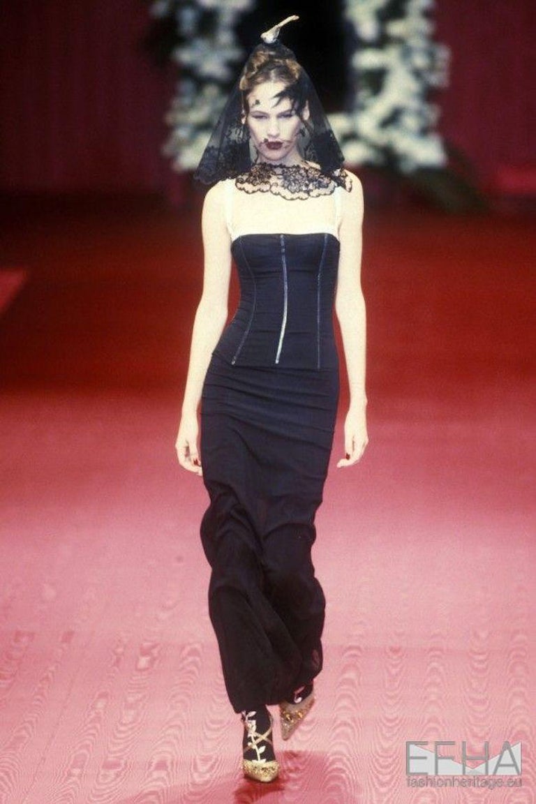 Dolce and Gabbana black silk chiffon corseted evening dress, A/W 1997 ...