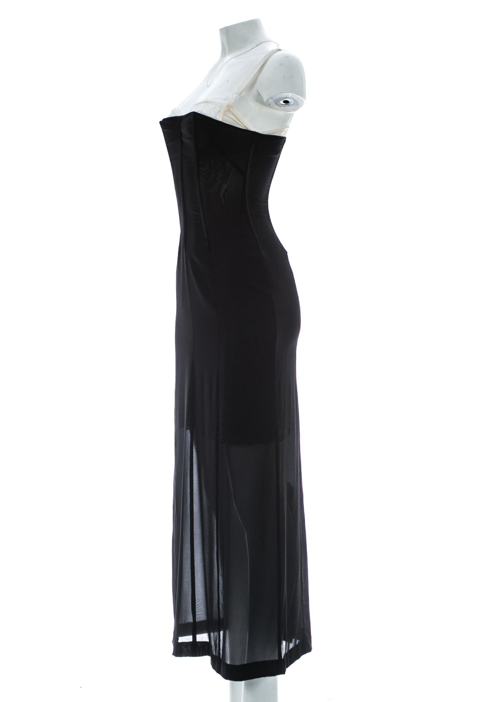 Women's or Men's Dolce & Gabbana black silk chiffon corseted evening dress, A/W 1997