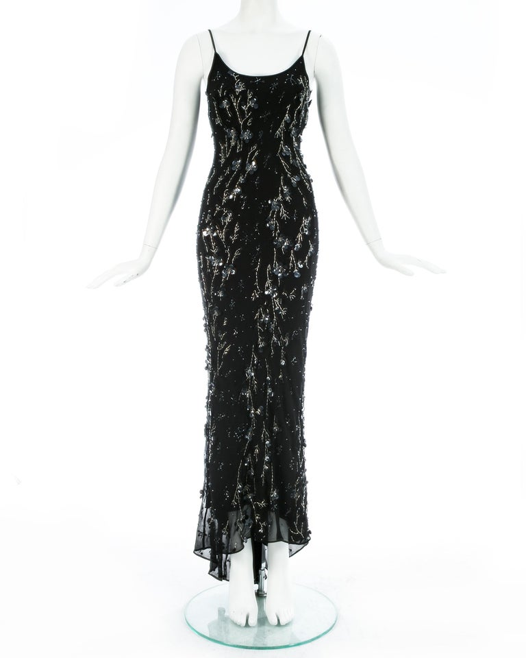 Dolce and Gabbana black silk chiffon embellished evening dress, S/S ...