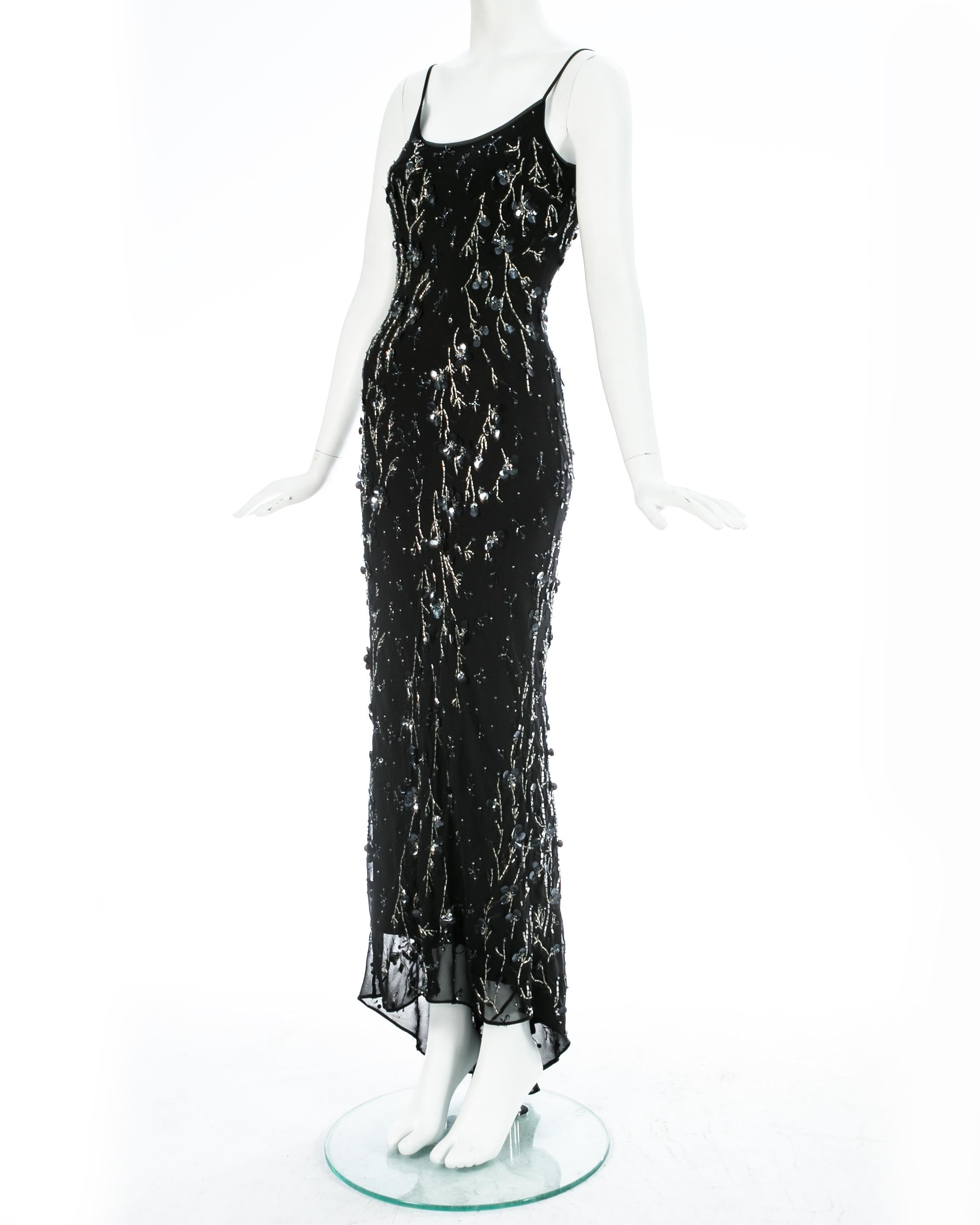Black Dolce & Gabbana black silk chiffon embellished evening dress, S/S 1999