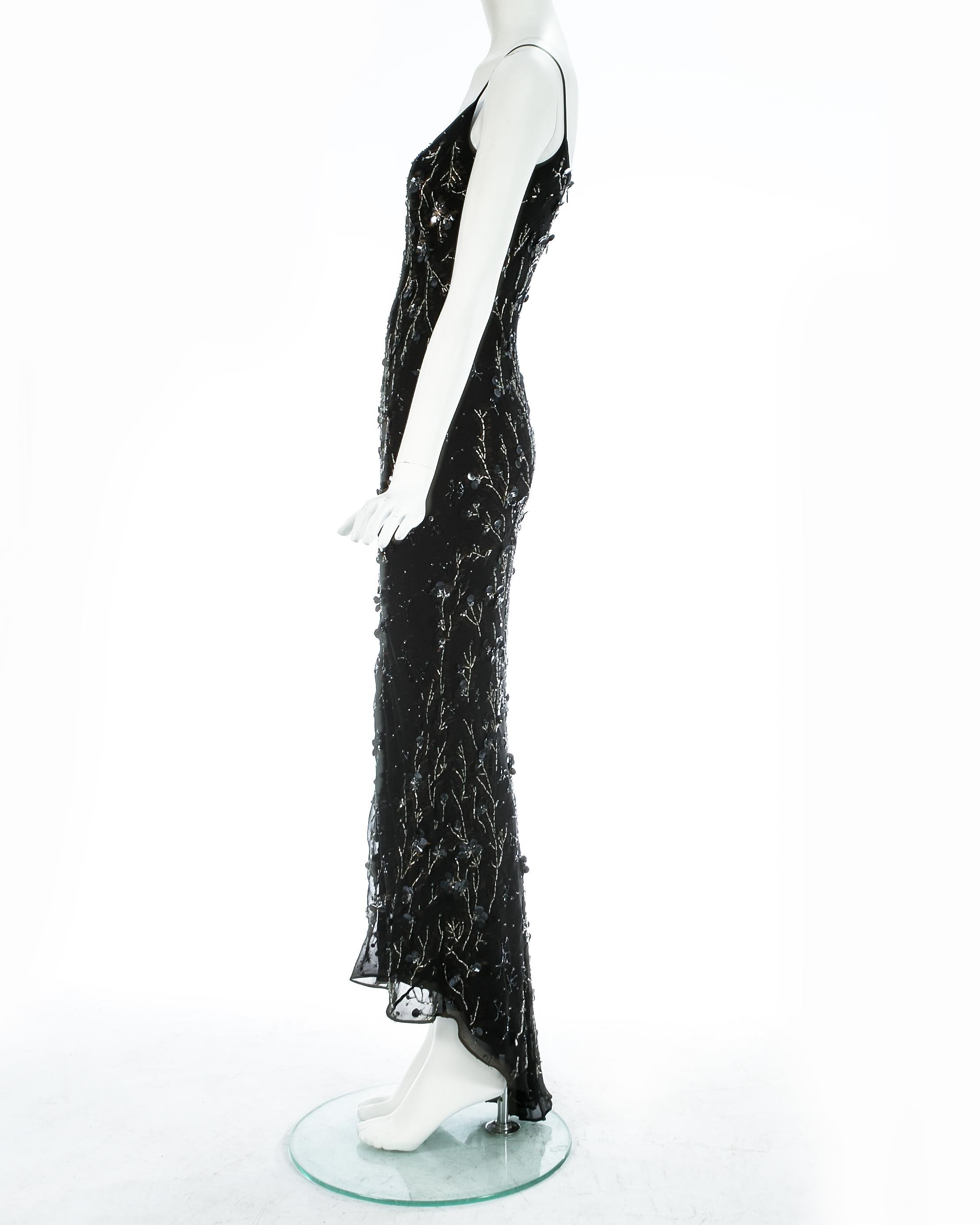 Dolce & Gabbana black silk chiffon embellished evening dress, S/S 1999 In Good Condition In London, GB