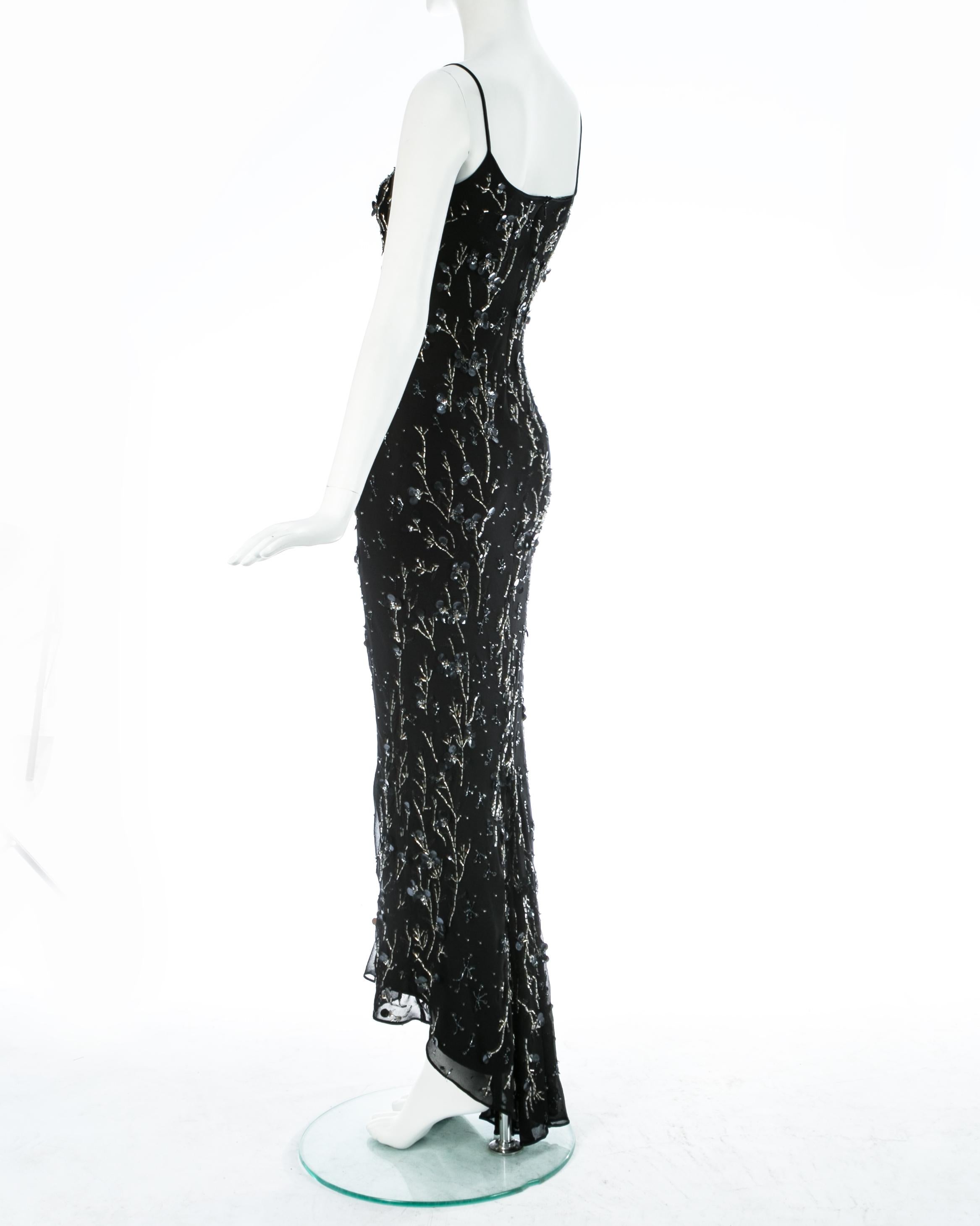 Dolce & Gabbana black silk chiffon embellished evening dress, S/S 1999 1