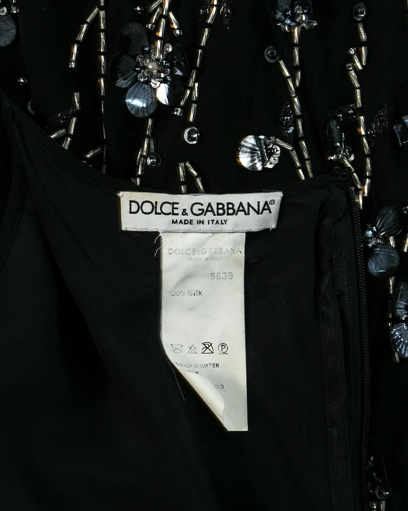 Dolce & Gabbana black silk chiffon embellished evening dress, S/S 1999 2