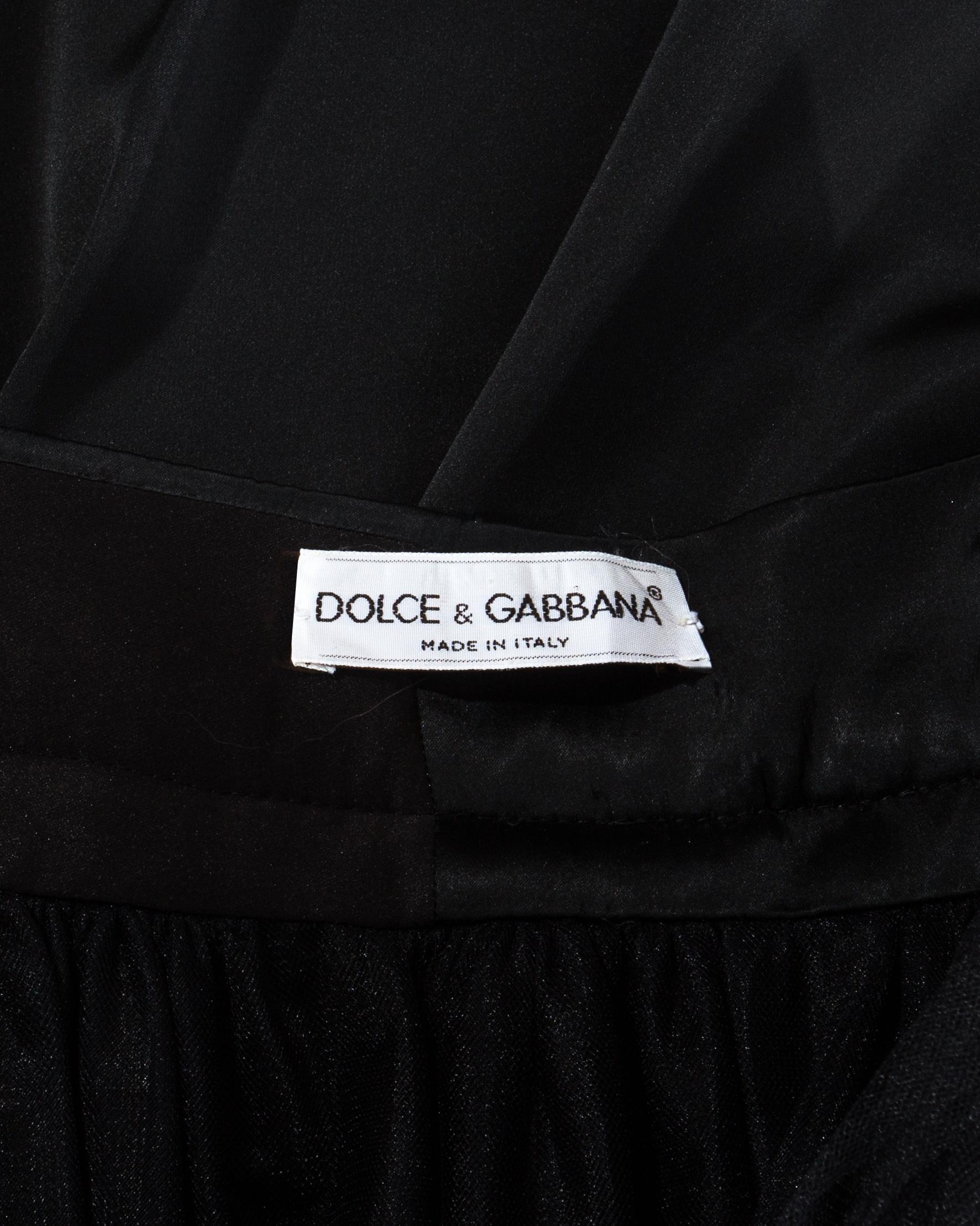 Black Dolce & Gabbana black silk corset and bustle skirt ensemble, fw 1992 For Sale
