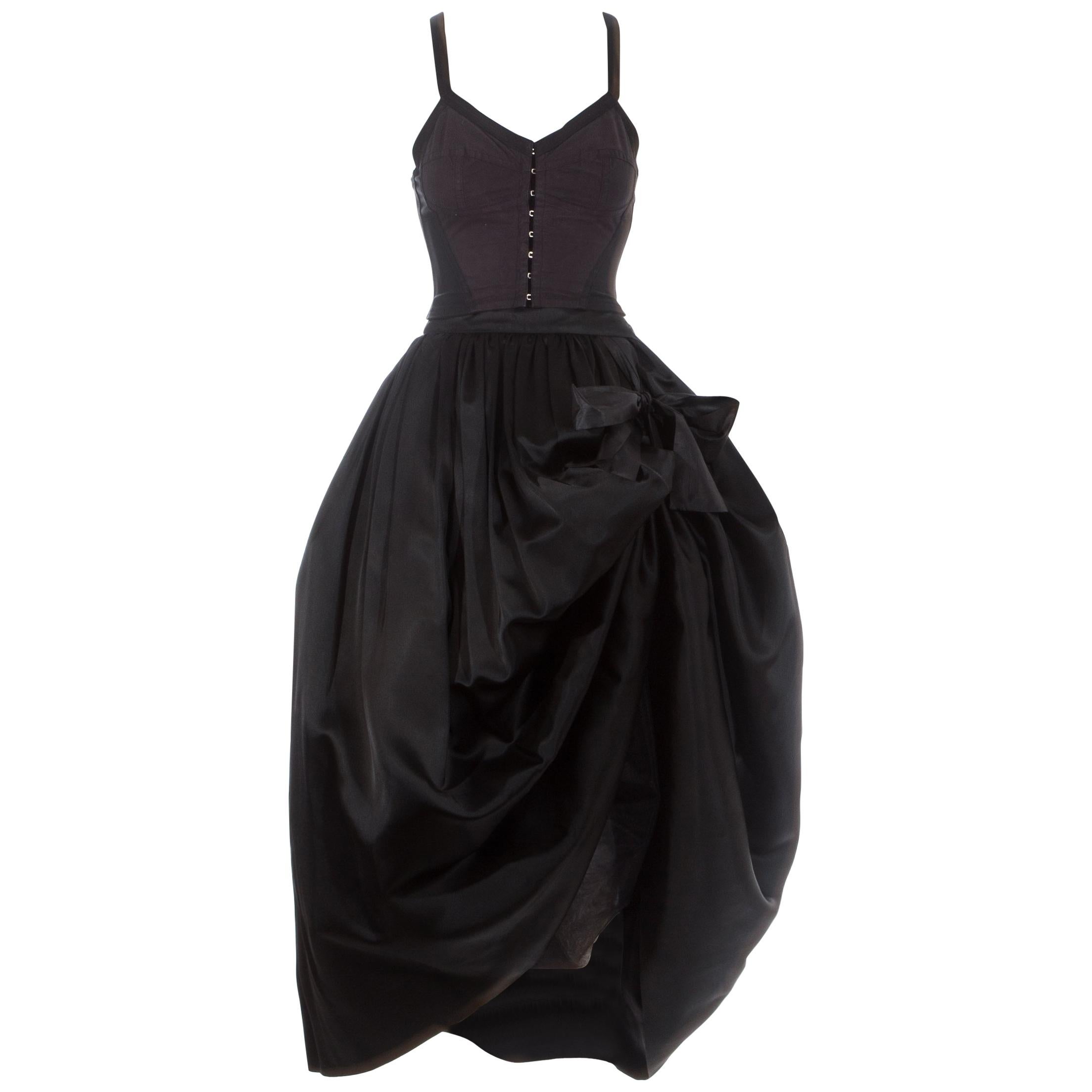 Dolce & Gabbana black silk corset and bustle skirt ensemble, fw 1992
