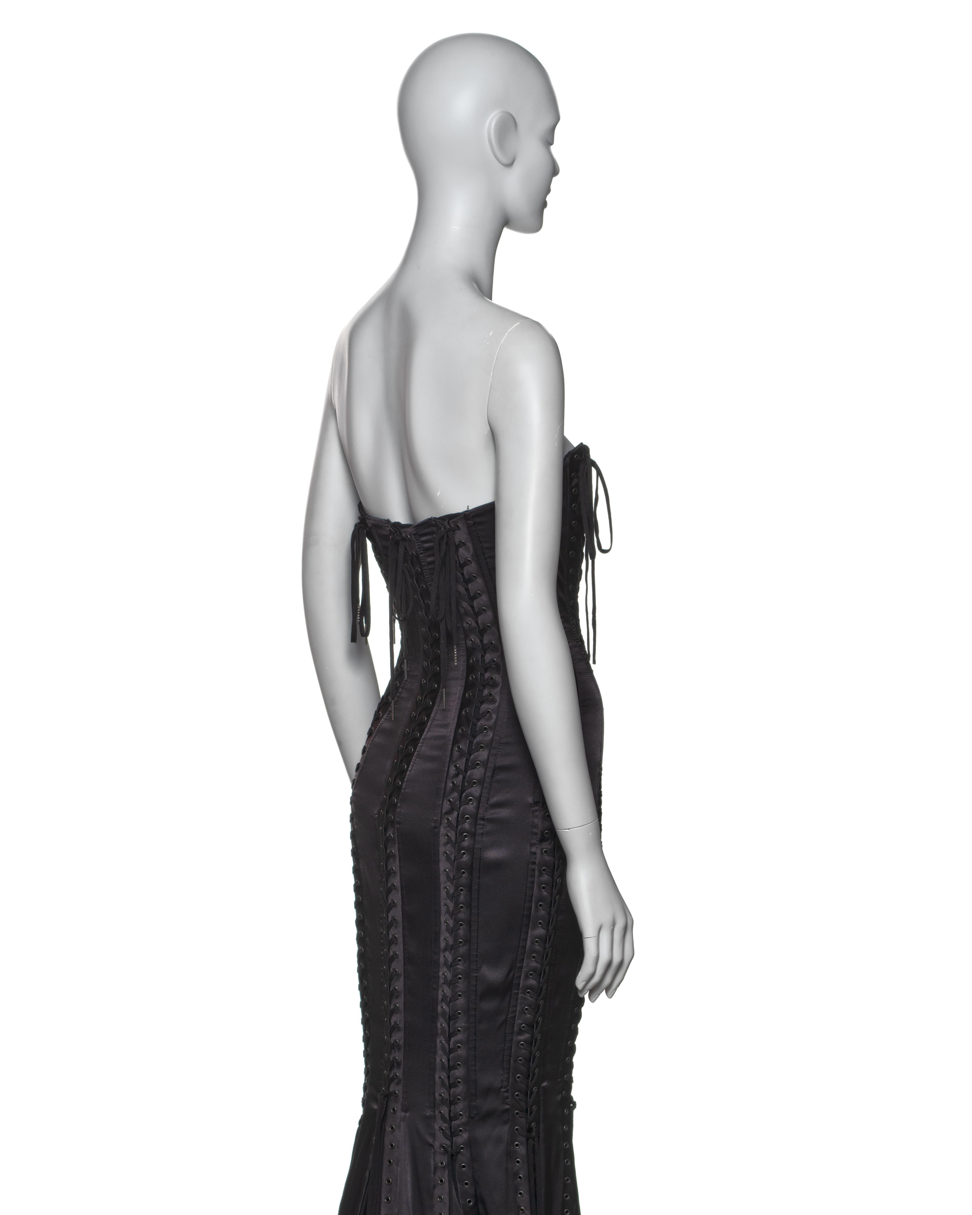 Dolce & Gabbana Black Silk Corset Evening Dress with Chiffon Train, FW 2003 6