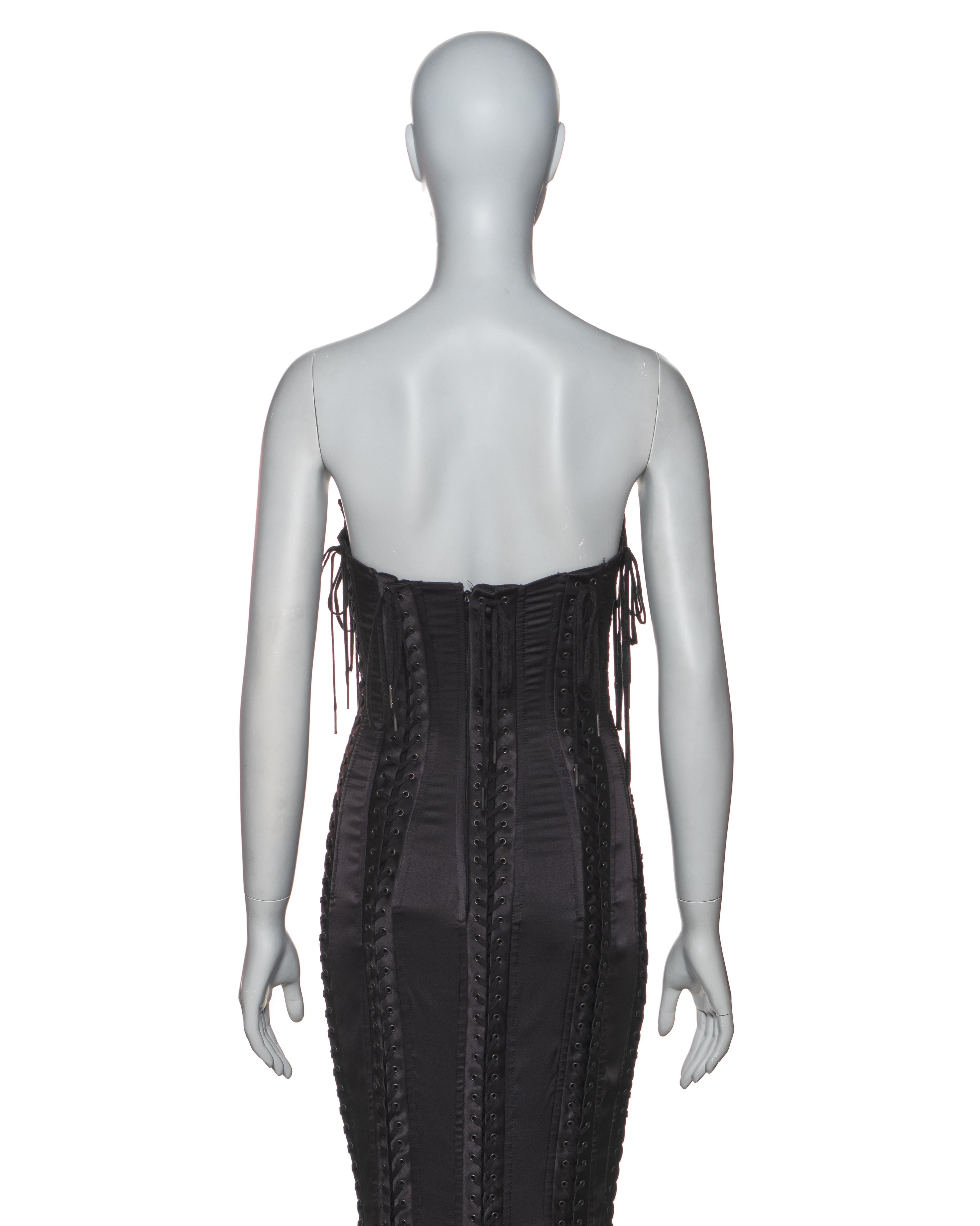 Dolce & Gabbana Black Silk Corset Evening Dress with Chiffon Train, FW 2003 8