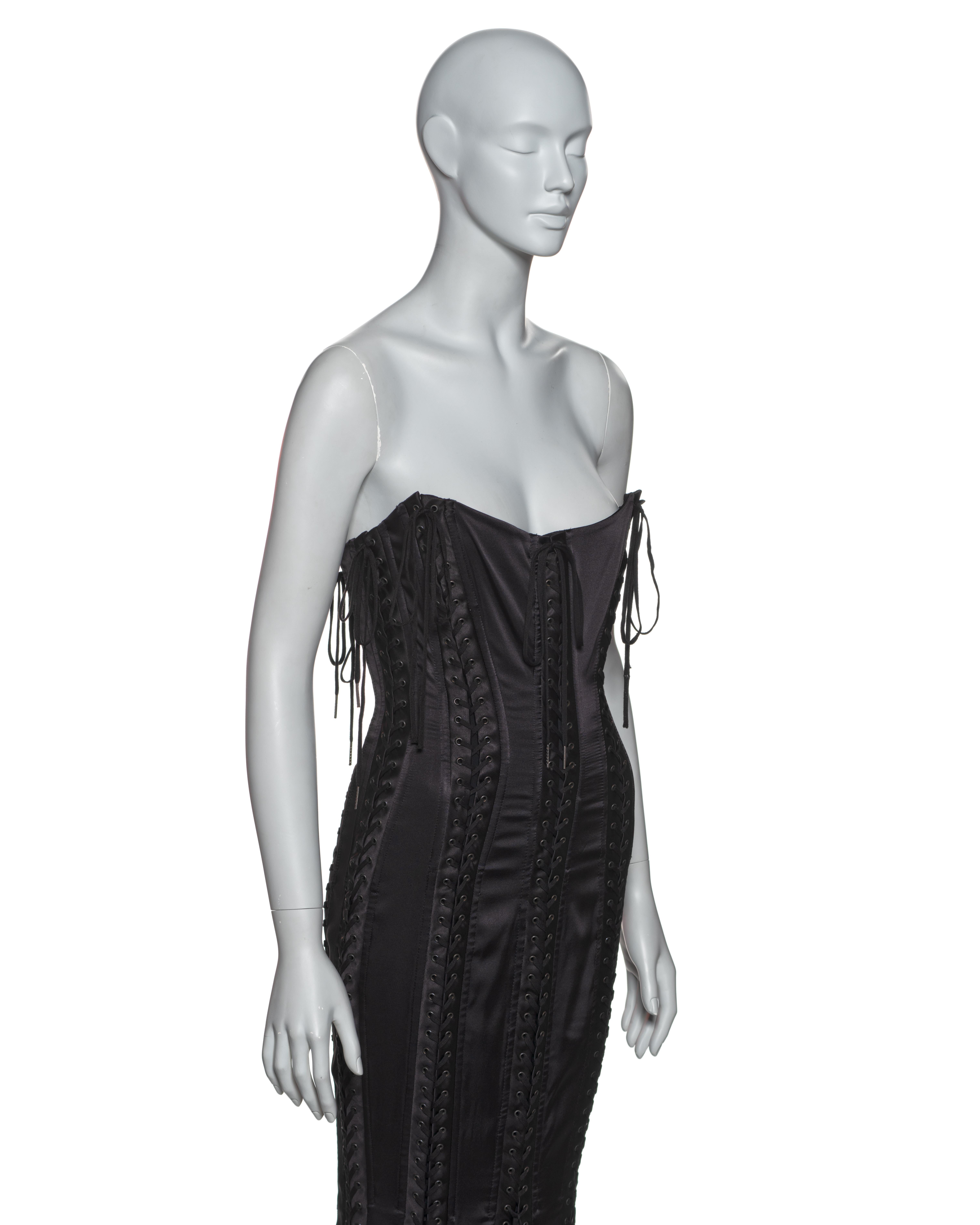Dolce & Gabbana Black Silk Corset Evening Dress with Chiffon Train, FW 2003 3
