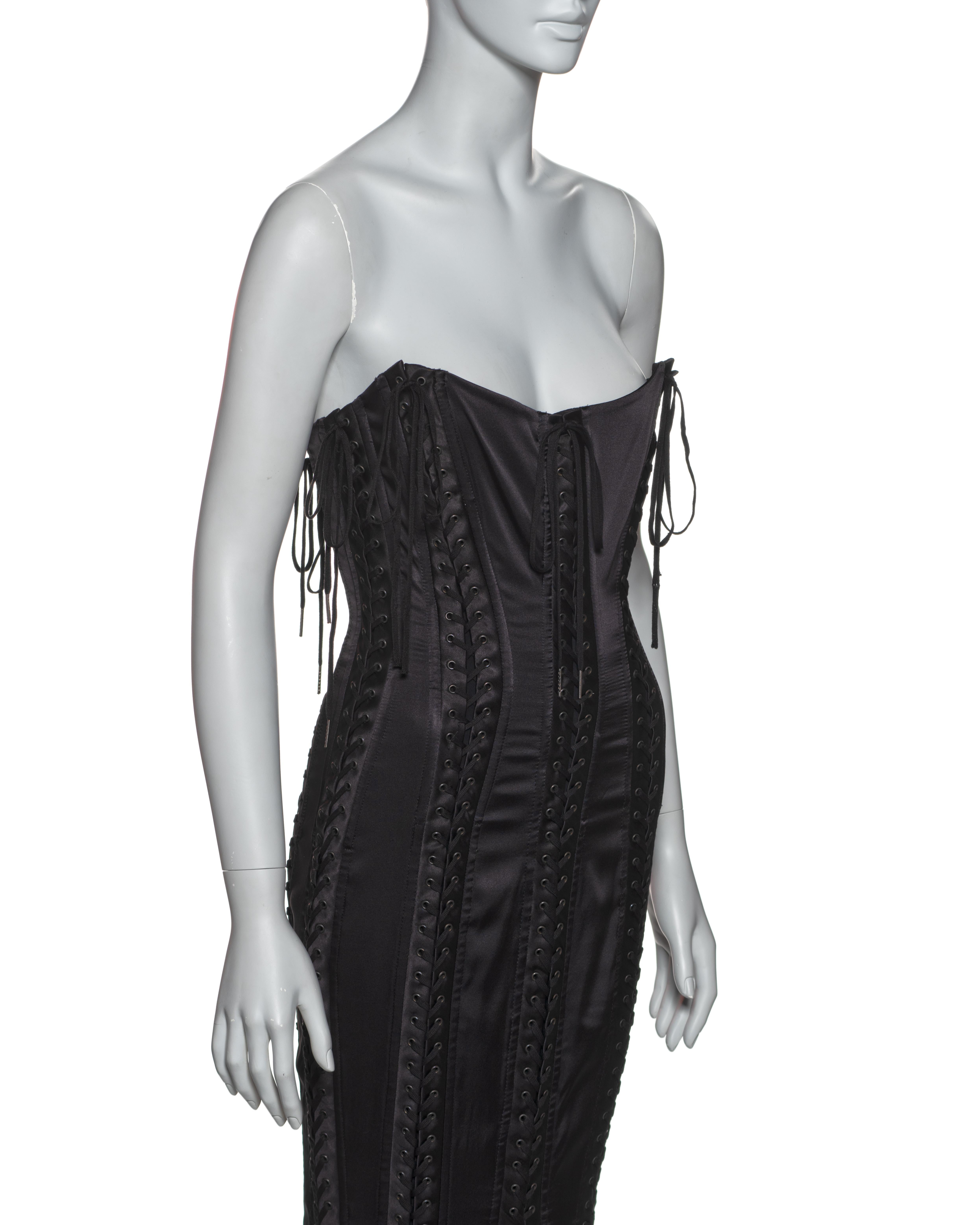 Dolce & Gabbana Black Silk Corset Evening Dress with Chiffon Train, FW 2003 4