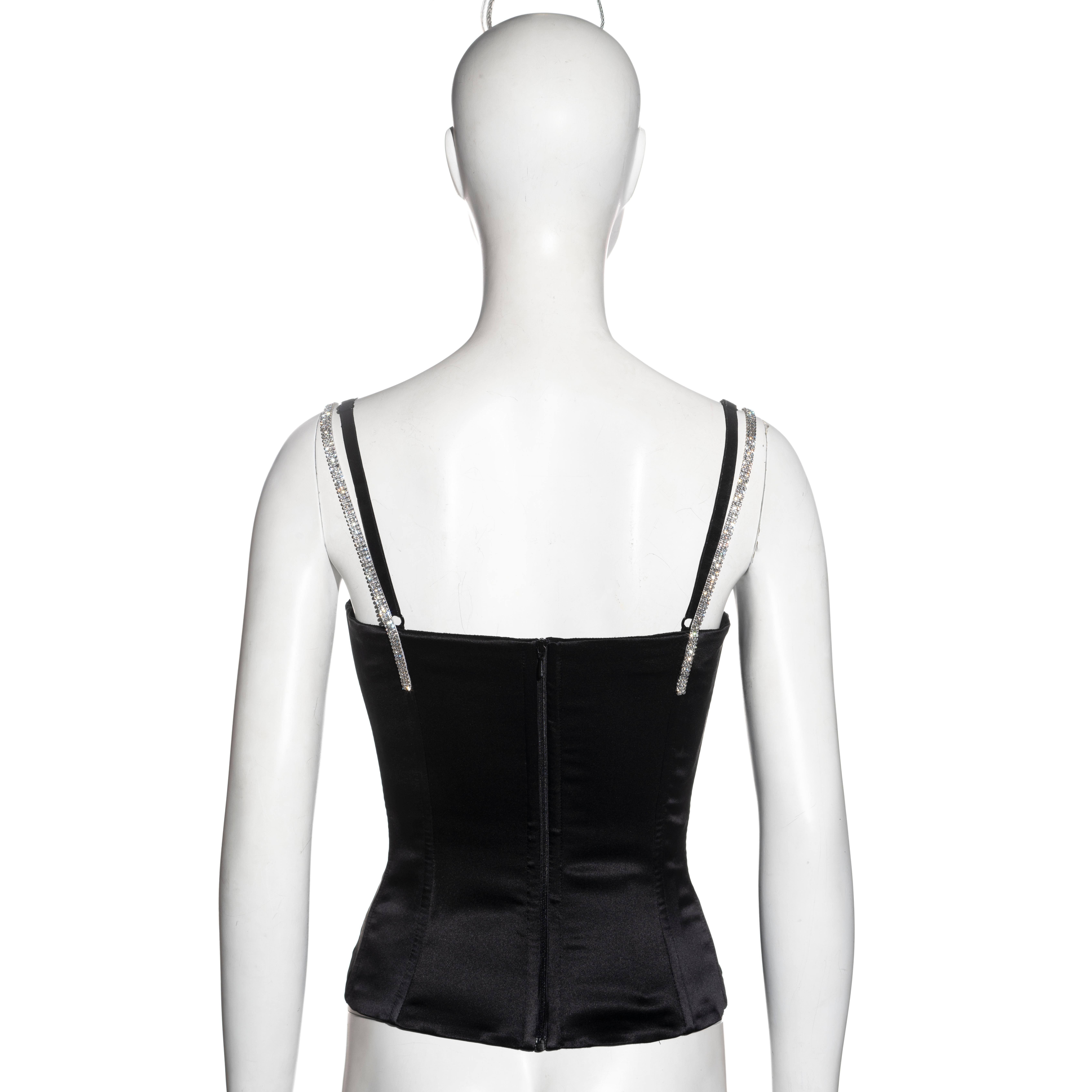 Women's Dolce & Gabbana black silk corset with crystal straps, fw 2004 For Sale