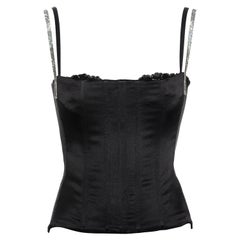 Dolce & Gabbana: corsetto in seta nera con spalline di cristallo, primavera 2004