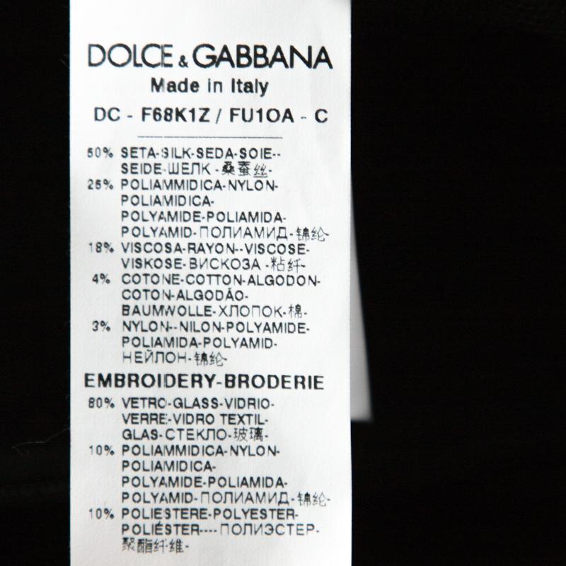 Women's Dolce & Gabbana Black Silk Crepe Embellished Gown M