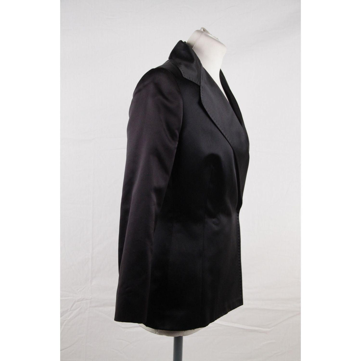 DOLCE & GABBANA Black Silk DOUBLE BREASTED BLAZER Jacket SIZE 40 In Good Condition In Rome, Rome