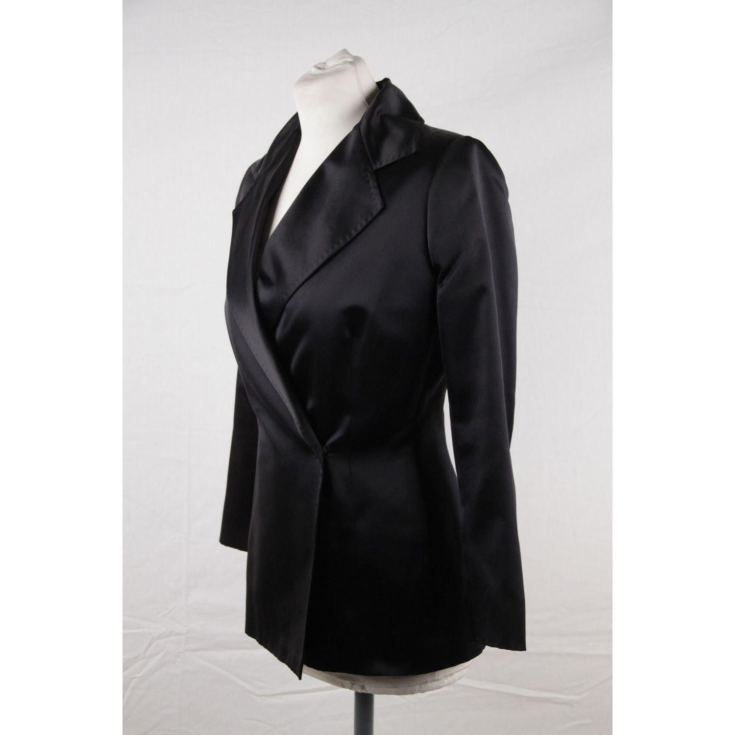Women's DOLCE & GABBANA Black Silk DOUBLE BREASTED BLAZER Jacket SIZE 40