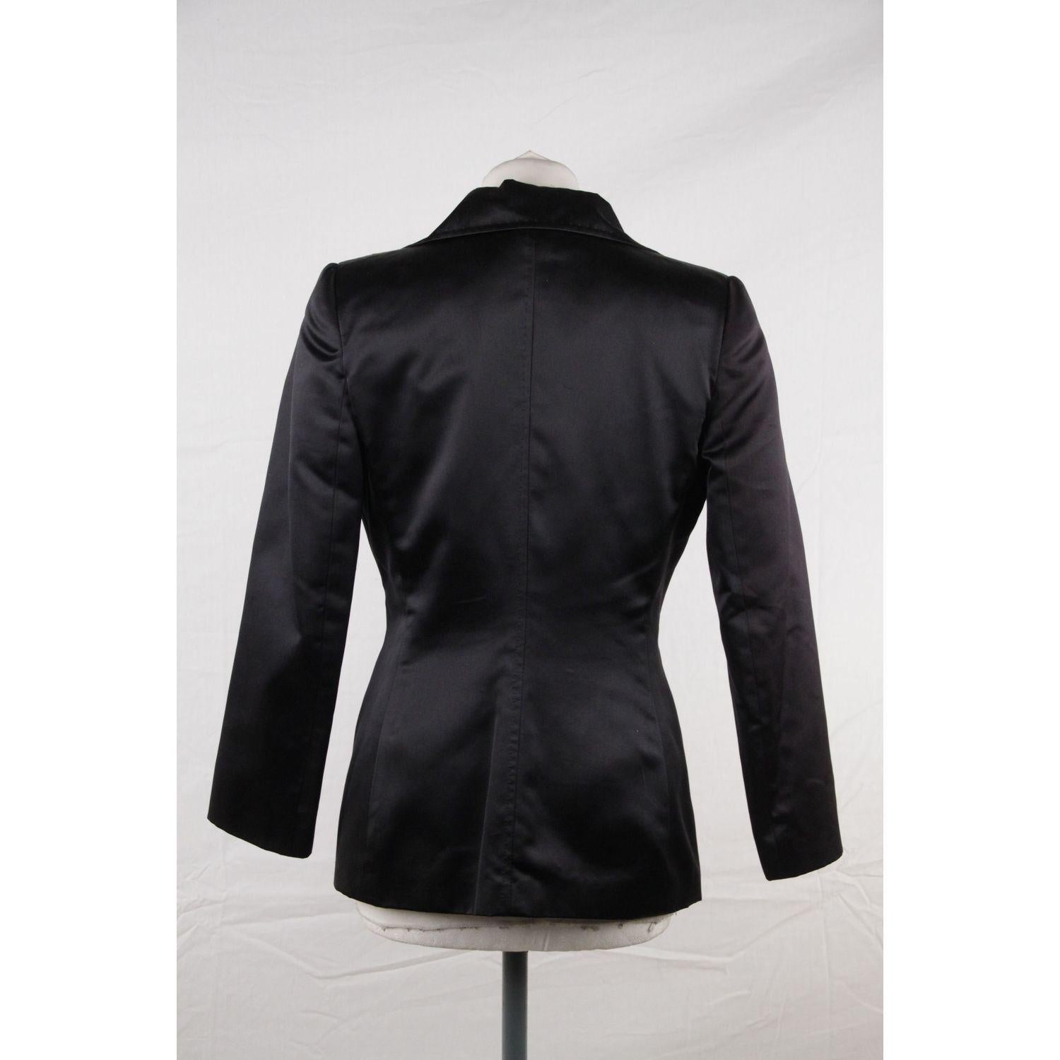 DOLCE & GABBANA Black Silk DOUBLE BREASTED BLAZER Jacket SIZE 40 1