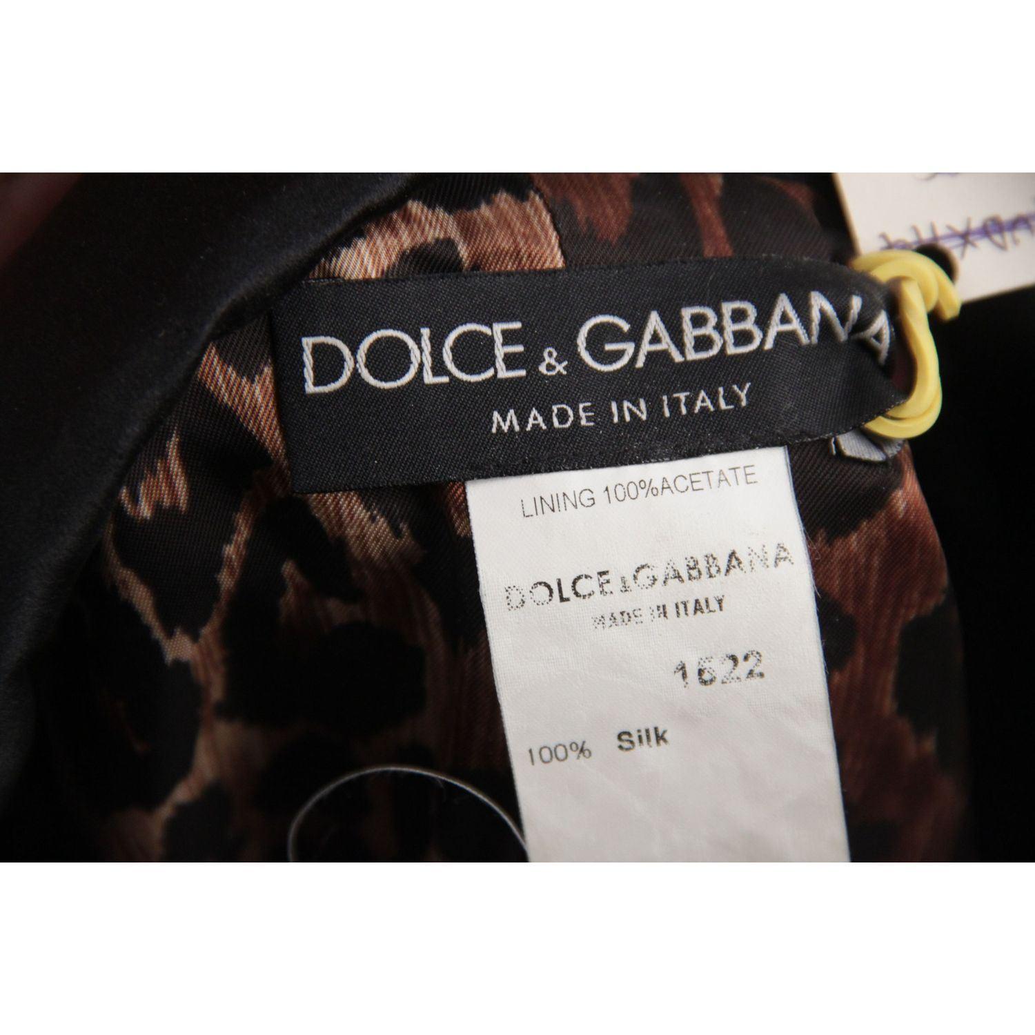 DOLCE & GABBANA Black Silk DOUBLE BREASTED BLAZER Jacket SIZE 40 2