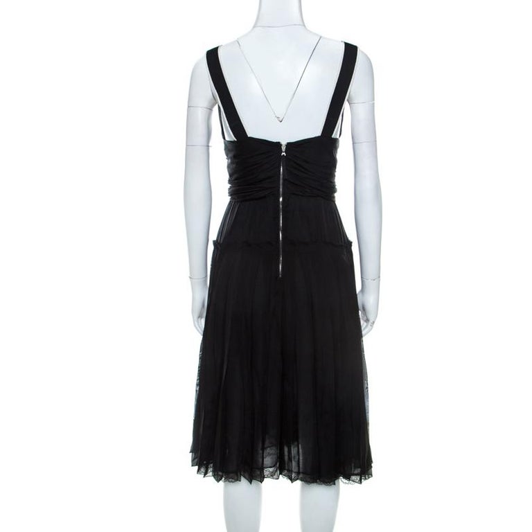 Dolce and Gabbana Black Silk Elasticized Strap Detail Dress M at 1stDibs