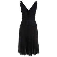 Dolce & Gabbana Black Silk Elasticized Strap Detail Dress M
