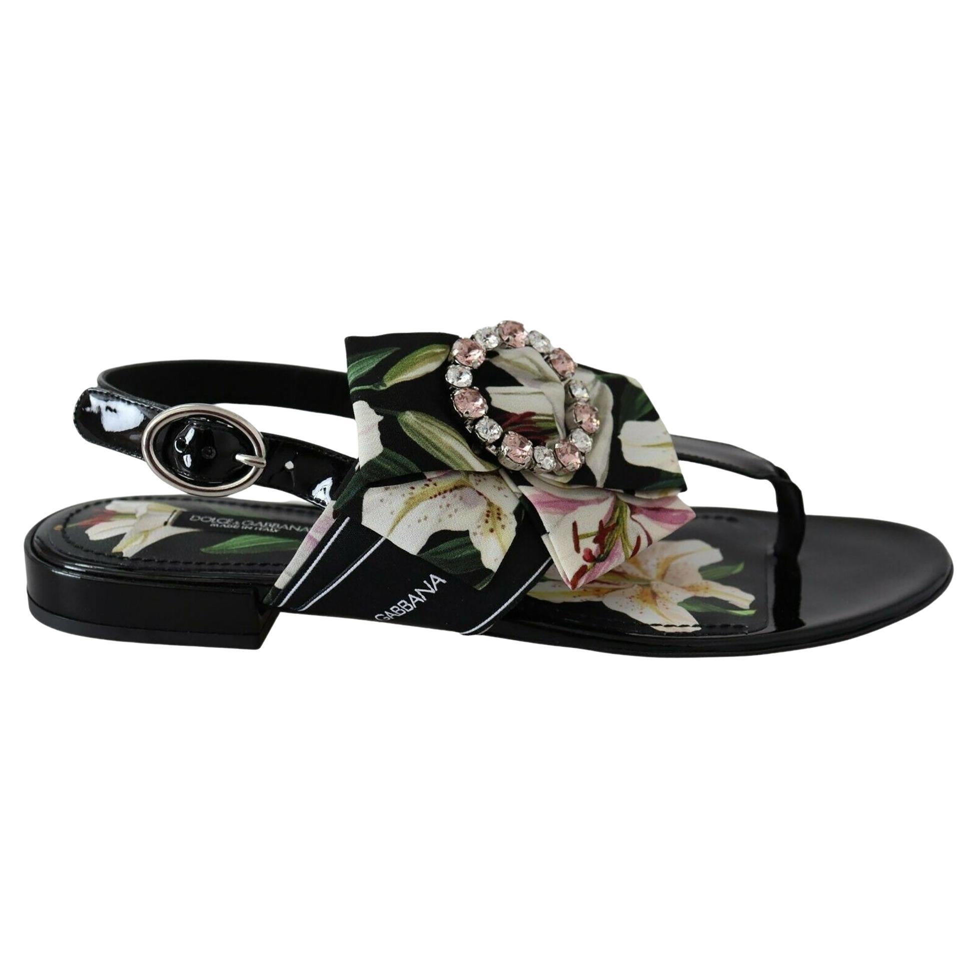 Dolce & Gabbana Leather Ayers Crystal Sandals Flip Flops Shoes main image 1