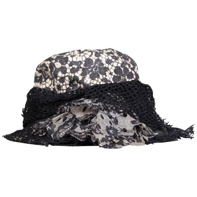 Dolce 
Gabbana Black Silk Floral Print Bucket Hat