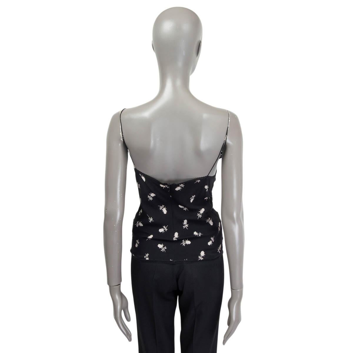 DOLCE & GABBANA black silk FLORAL SLEEVELESS Tank Top Shirt S In Excellent Condition For Sale In Zürich, CH