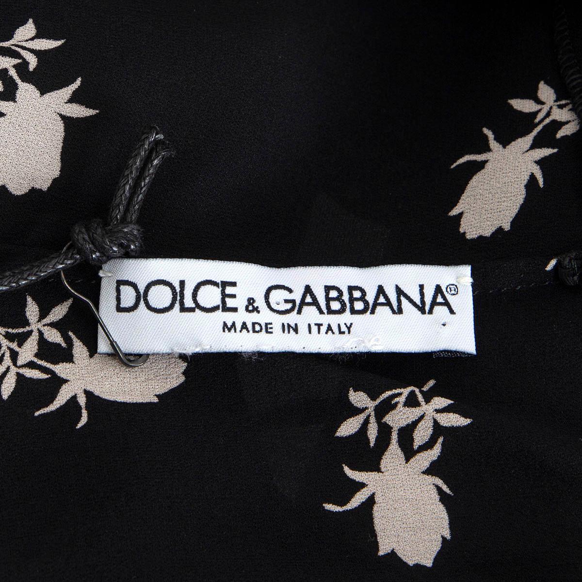 DOLCE & GABBANA black silk FLORAL SLEEVELESS Tank Top Shirt S For Sale 1