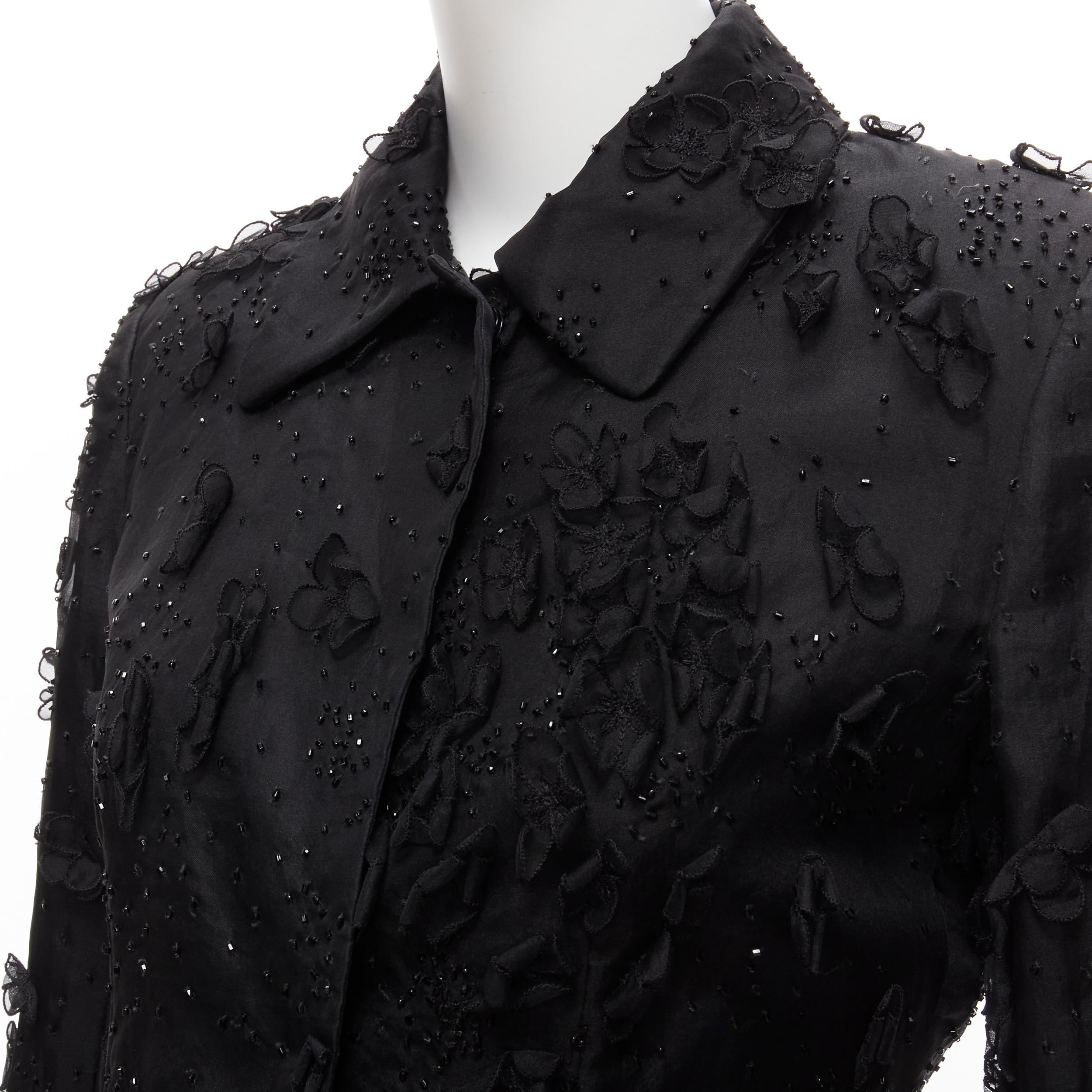 DOLCE GABBANA black silk flower petals bead embellished blazer jacket S
Reference: TGAS/D00362
Brand: Dolce Gabbana
Designer: Domenico Dolce and Stefano Gabbana
Material: Silk
Color: Black
Pattern: Solid
Closure: Snap Buttons
Lining: Black