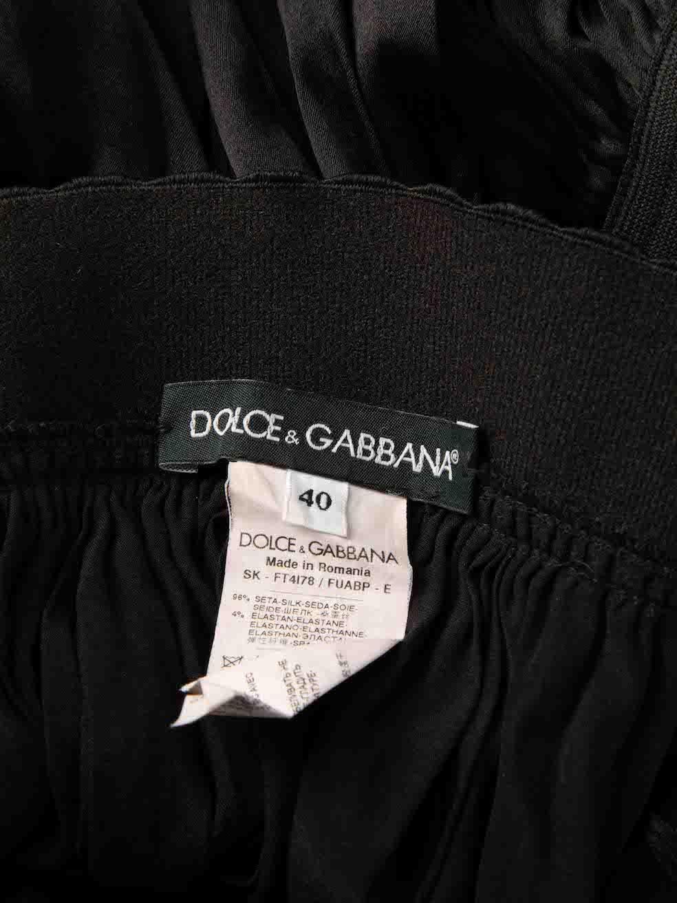 Women's Dolce & Gabbana Black Silk Gathered Mini Skirt Size S For Sale