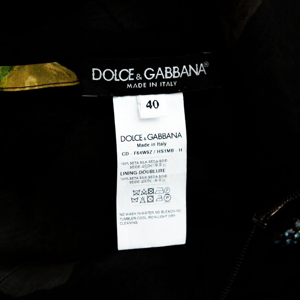 Dolce & Gabbana Black Silk Gelato Print Sleeveless Midi Dress S 1