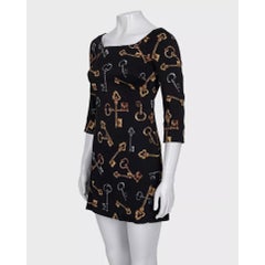Dolce & Gabbana Black Silk Key Print Dress - IT36/XXS