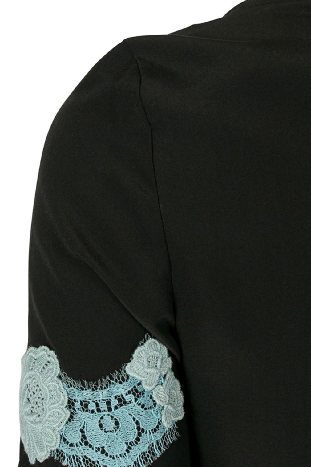 Dolce & Gabbana Black Silk Lace Applique Detail Short Sleeve Blouse S 1