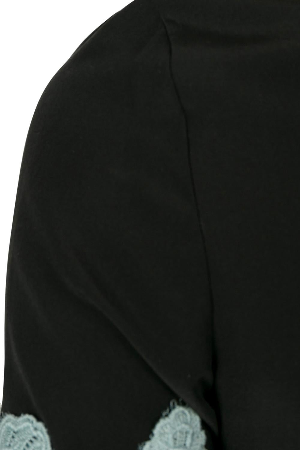 Dolce & Gabbana Black Silk Lace Applique Detail Short Sleeve Blouse S 2