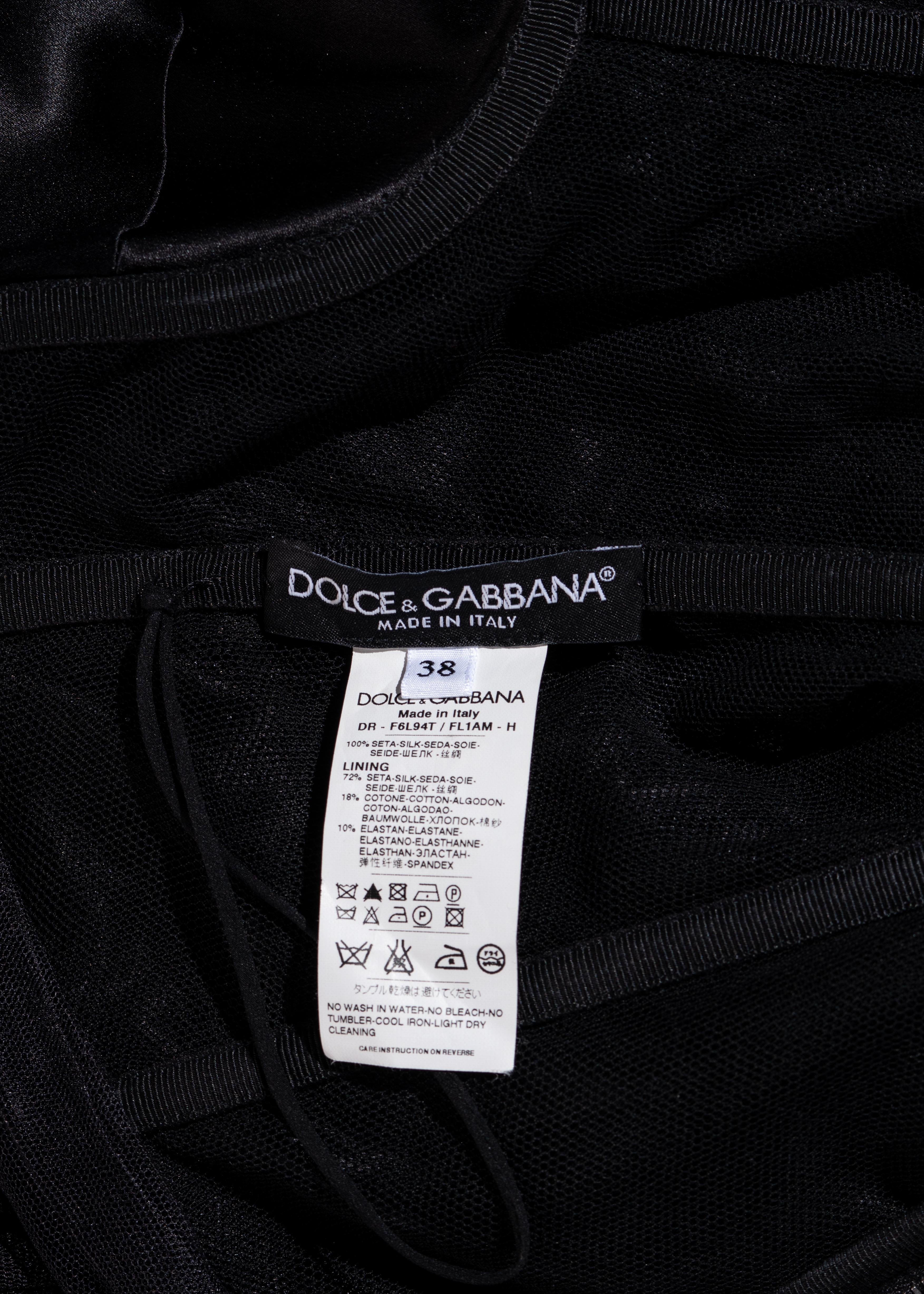 Dolce & Gabbana black silk mesh strapless corseted maxi dress, c. 2000's 2