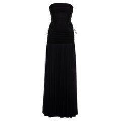 Dolce & Gabbana black silk mesh strapless corseted maxi dress, c. 2000's