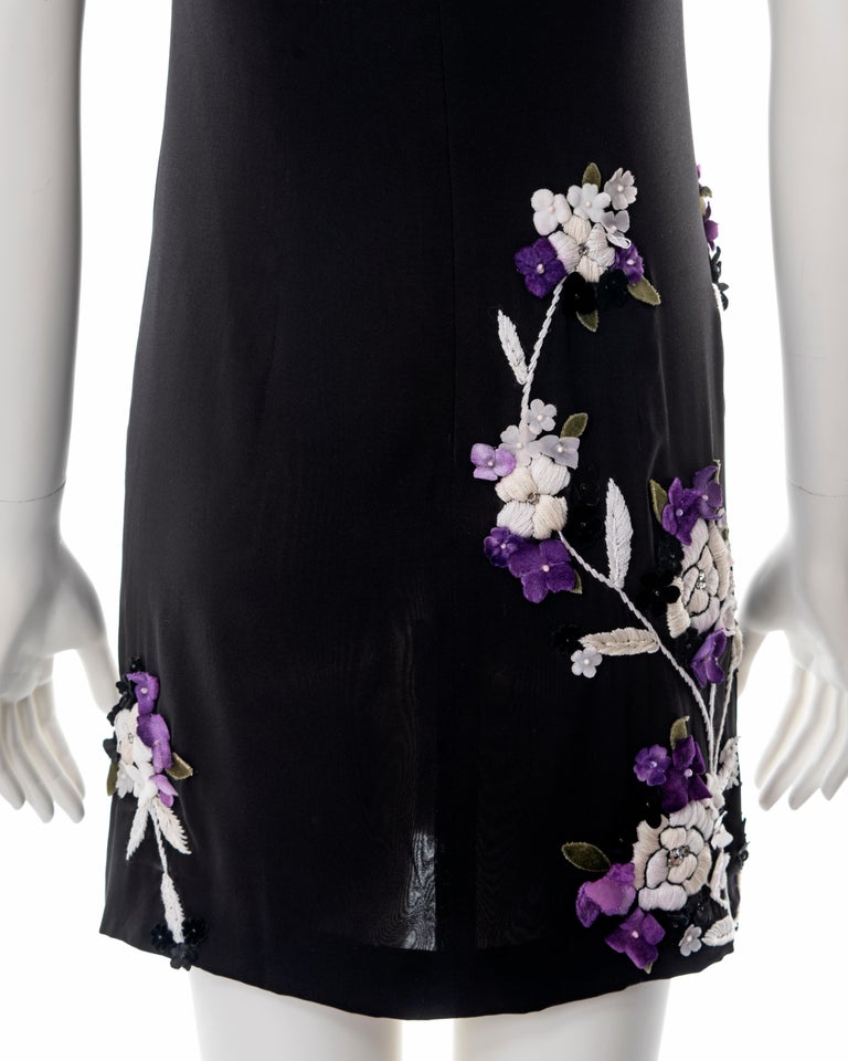 Dolce and Gabbana black silk mini dress with floral embroidery, fw 1997 For Sale at 1stDibs Dolce and Gabbana black silk mini dress with floral embroidery, fw 1997 For Sale at 1stDibs
